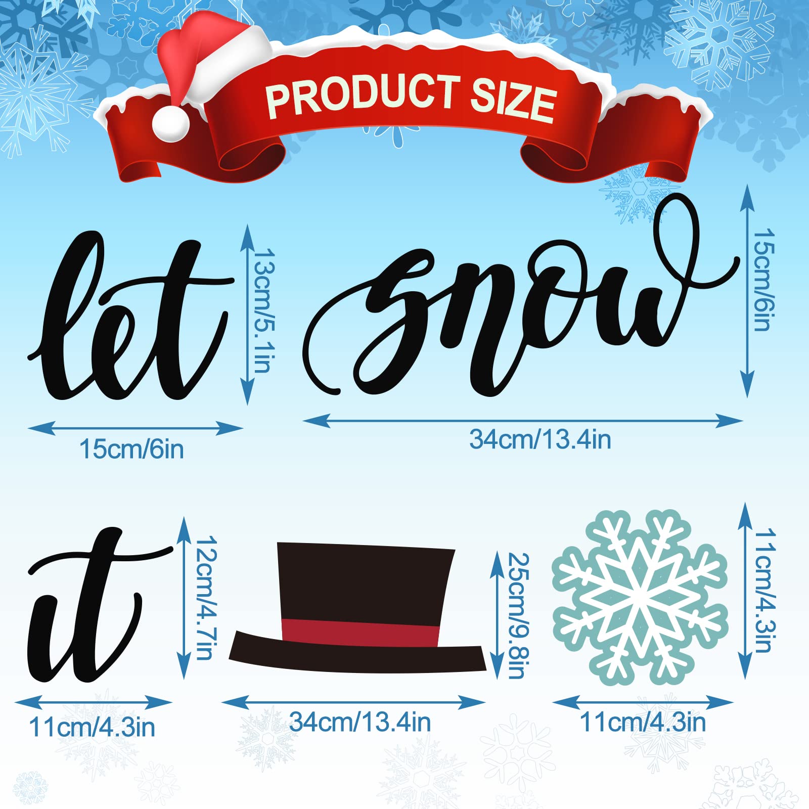 Whaline 21Pcs Christmas Winter Garage Decoration Magnet Stickers Snowman Magnet Decals Refrigerator Stickers Let It Snow Christmas Garage Door Decals for Christmas Party Supplies Home Decorations