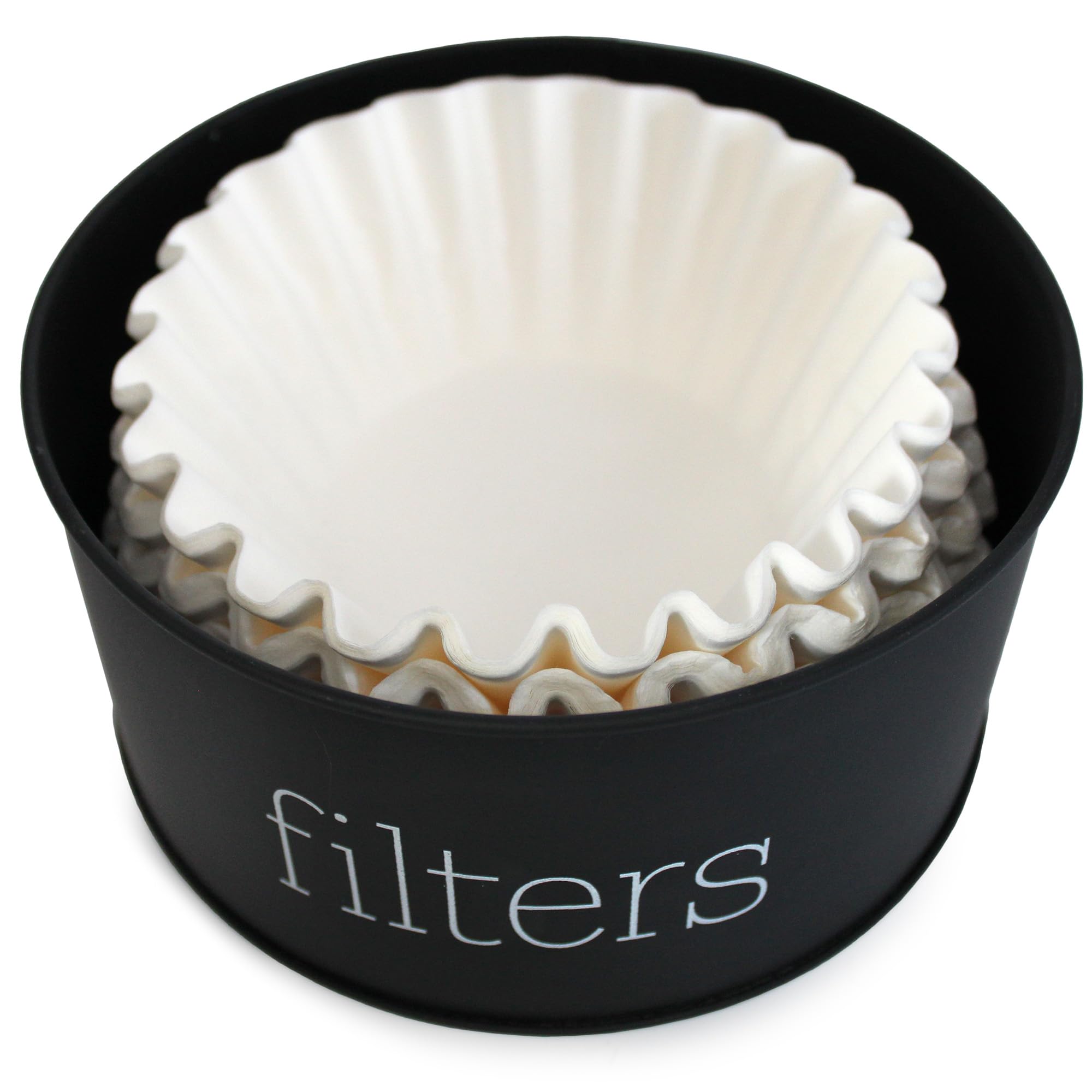 Auldhome Basket Coffee Filter Holder (Black), Enamel Filter Storage Container In Modern Farmhouse Enamelware Design