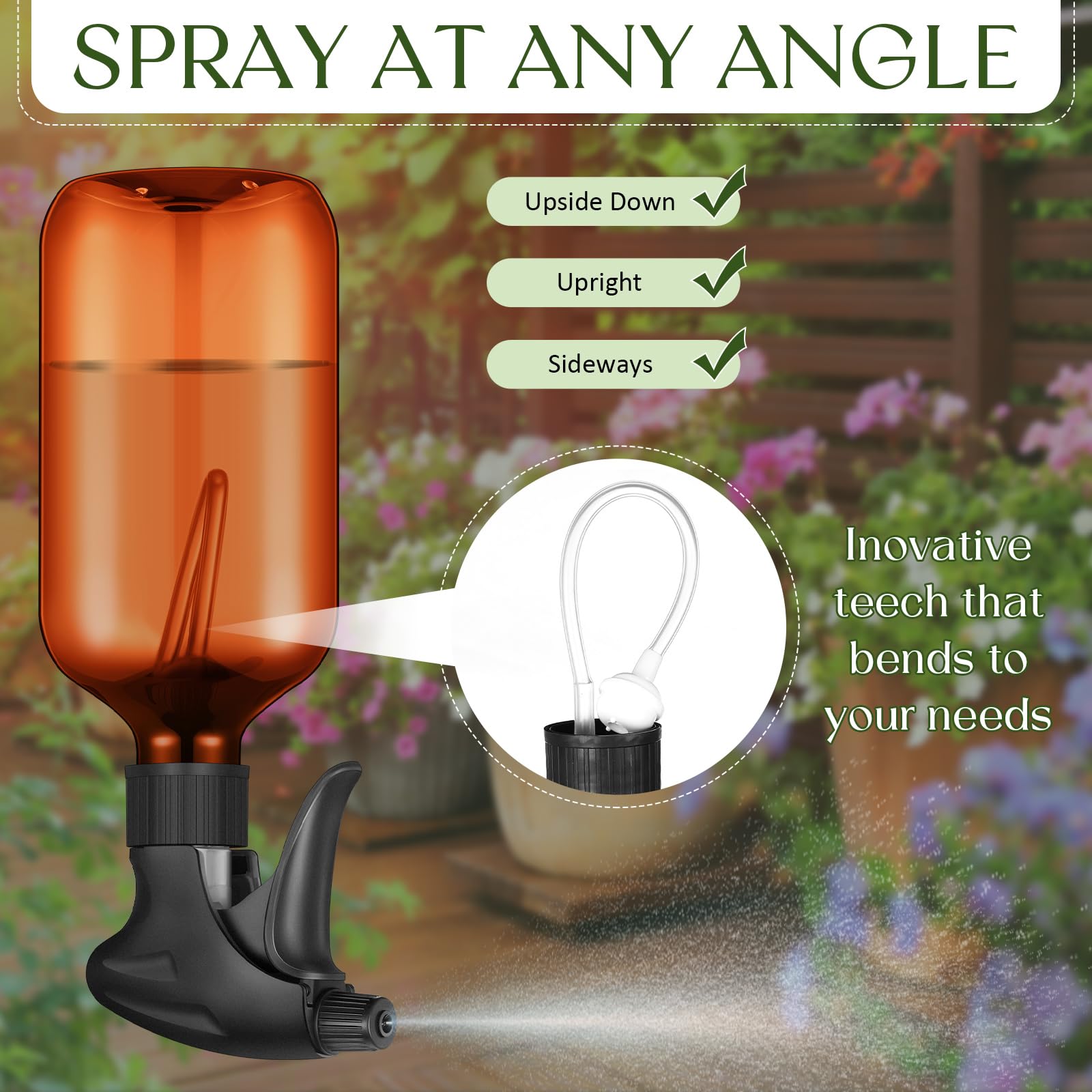 Honeydak 2 Pcs 360 Spray Bottle, 16 Oz/ 500 Ml Plastic Upside Down Spray Bottles For Cleaning, Plants, Hair Water, With Nozzle W