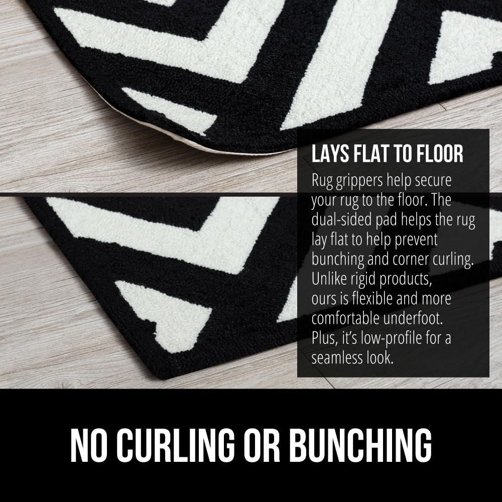 GORILLA GRIP 12 Pc Rug Gripper Pads Keep Area Rugs Corners from Curling, No Damage Reusable Double-Sided Sticky Pads, Holds Down