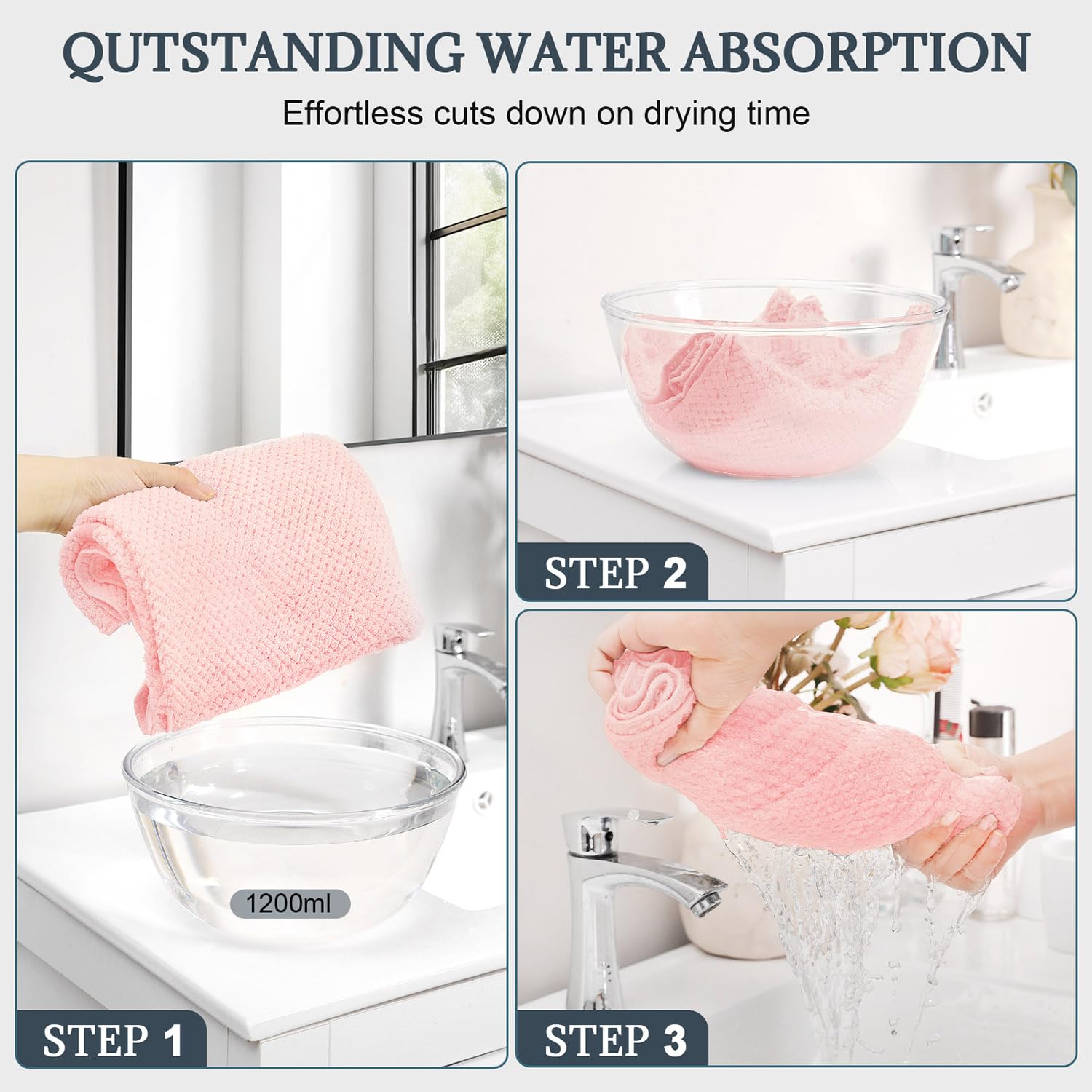 BEoffer 2 Pack Microfiber Hair Towel - 41 x 24 inches Super Soft, Absorbent, Fast Drying Without Frizz Hair Towel Wrap for Women