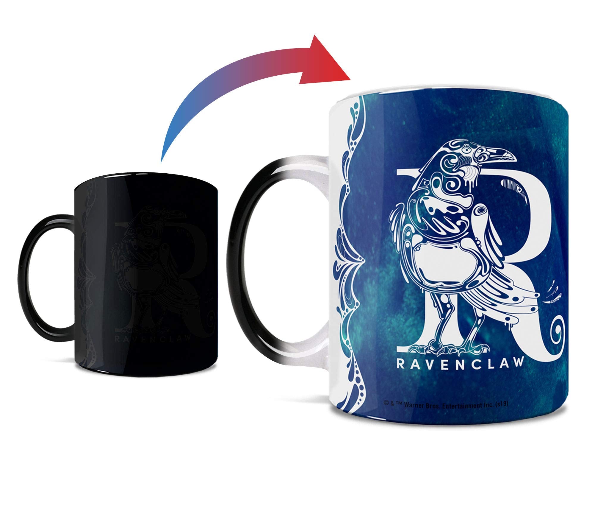 Morphing Mugs Harry Potter - Ravenclaw - Aguamenti - One 11 oz Color Changing Heat Sensitive Ceramic Mug - Image Revealed When H