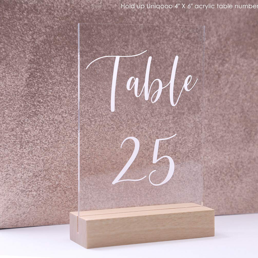 Uniqooo 20 Pack 4 '' Wood Stands For Wedding Acrylic Sign, Wood Table Number Holders For 1/8 Thick Acrylic Sheets | Wedding Disp
