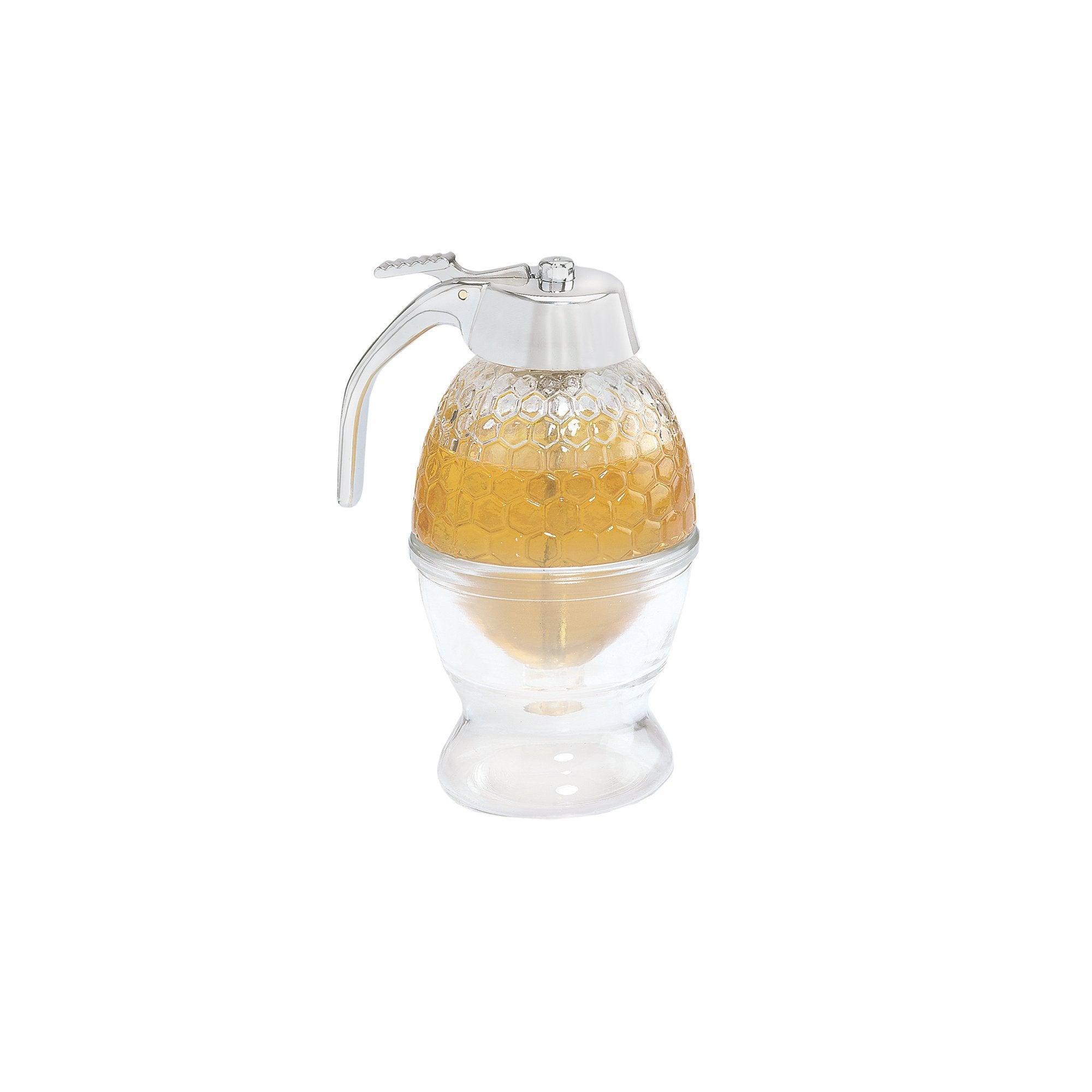 Fox Run Glass Honey and Syrup Dispenser With Warming Base, Clear, 3.25 x 4 x 6 inches