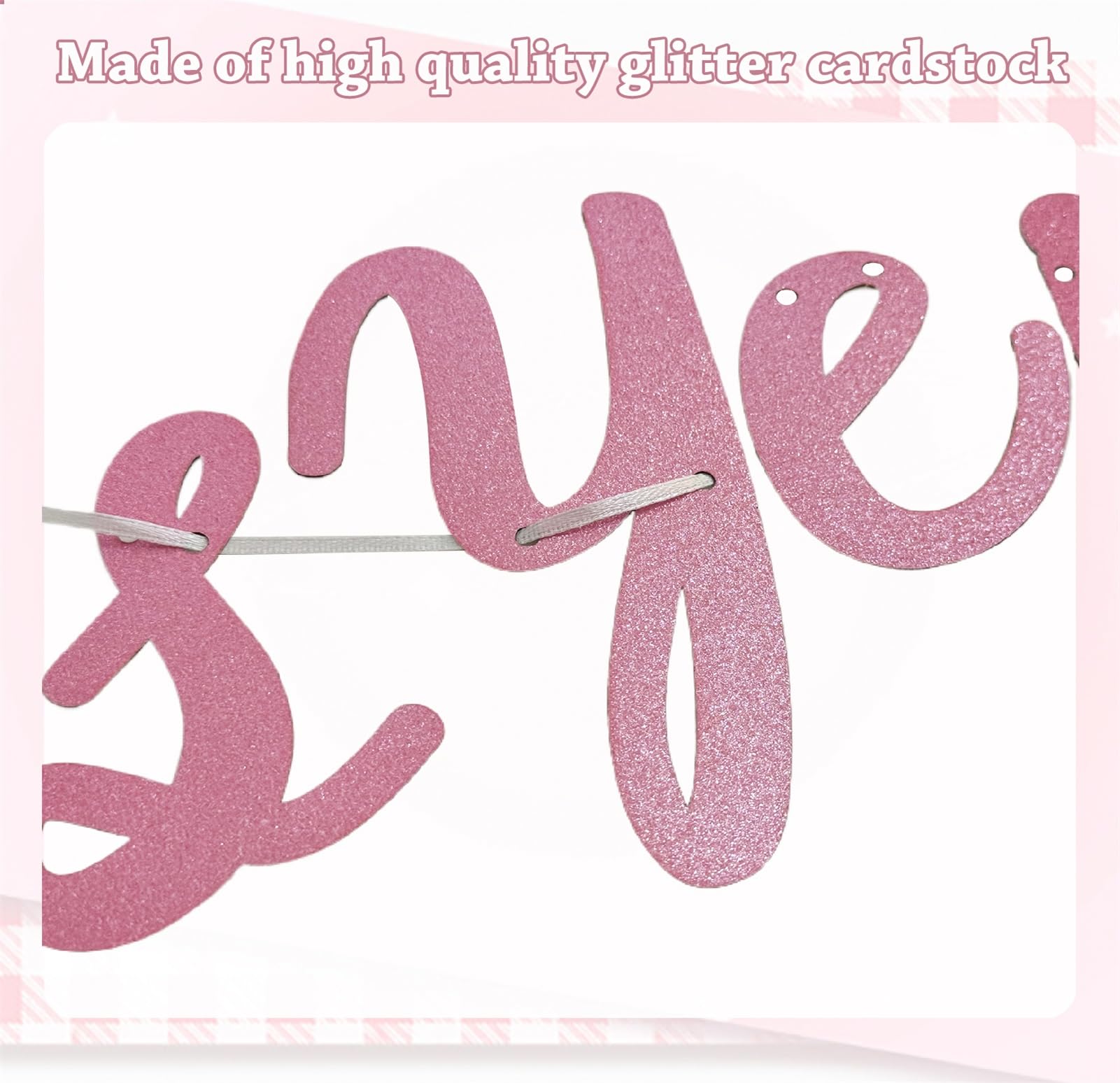 Pink Bow Happy Birthday Banner Garland for Girl Pink White Bow Party Decor Coquette Birthday Party Decorations