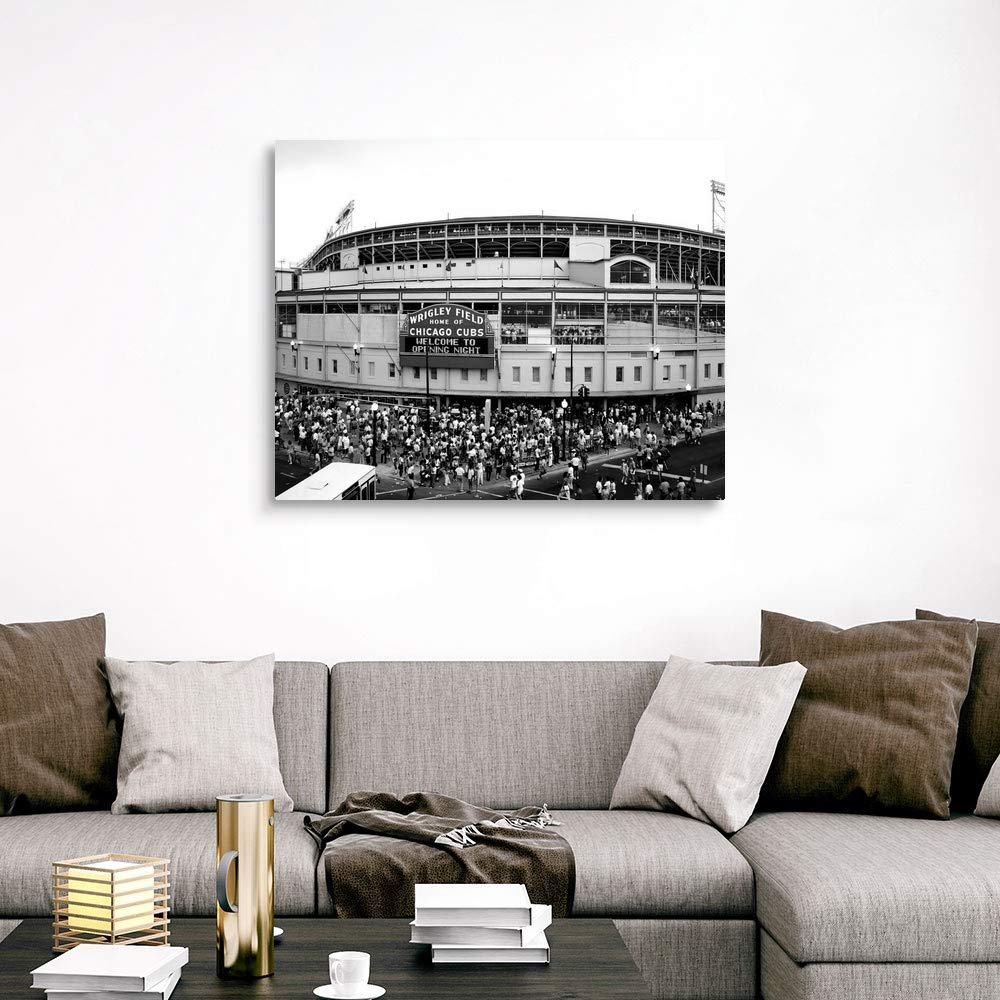 Canvas On Demand Tourists Outside A Baseball Stadium At Opening Night, Wrigley Field, Chicago Canvas Wall Art Print, Home Decor,