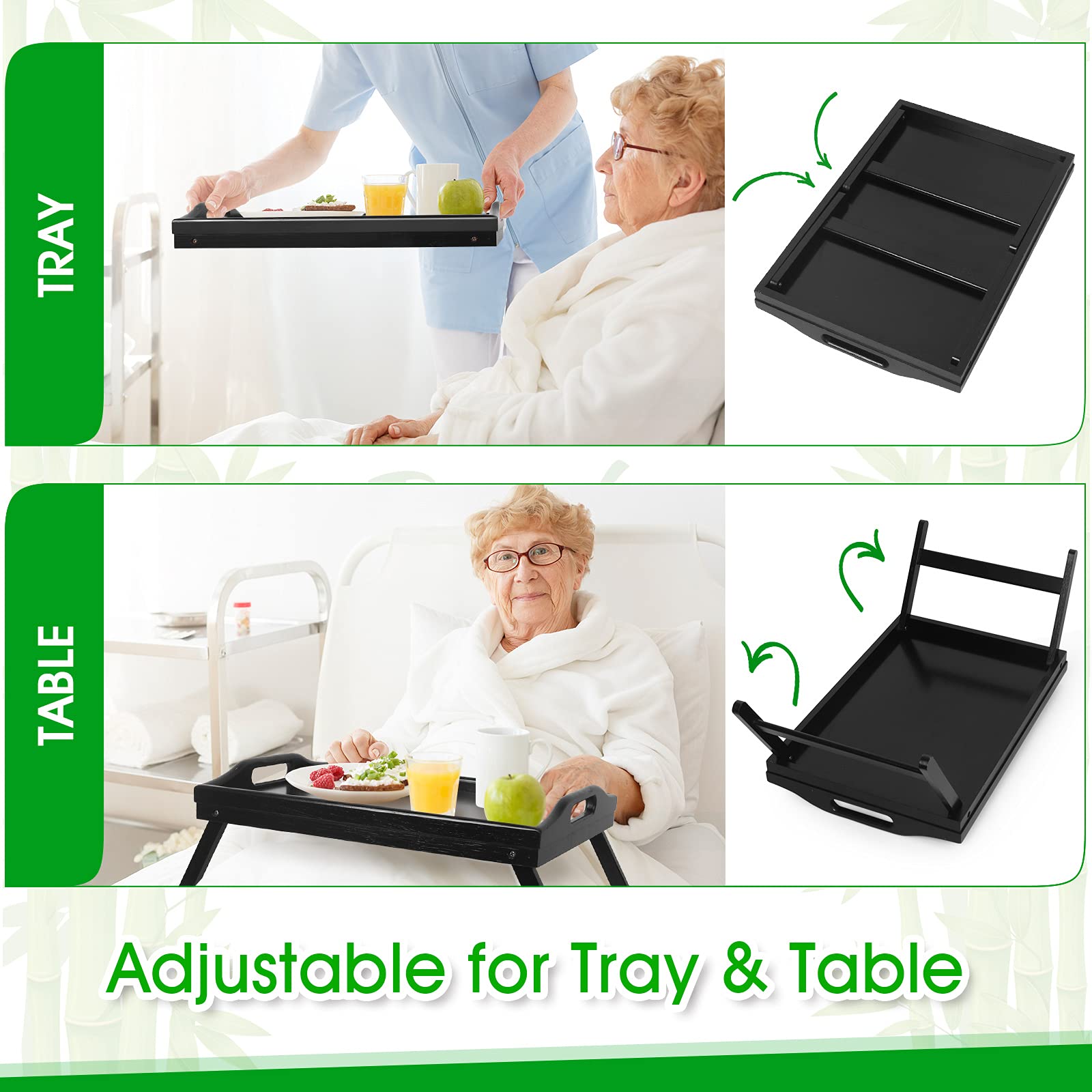 Bed Tray Table Folding Legs With Handles Breakfast Food Tray For Sofa,Bed,Eating,Drawing,Platters Serving Lap Desk Snack Tray(Bl