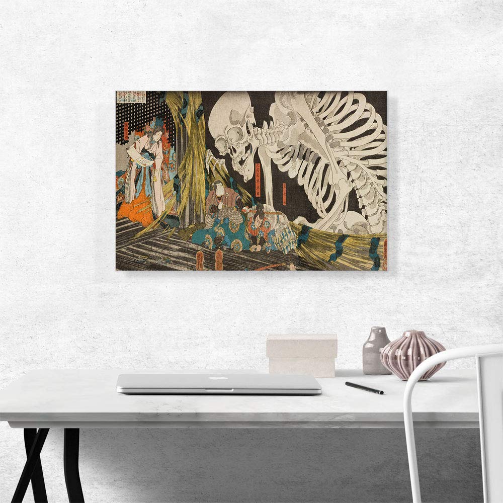 Artcanvas Mitsukuni Defying The Skeleton Spectre 1845 Canvas Art Print Stretched Framed Painting Picture Poster Giclee Wall Deco