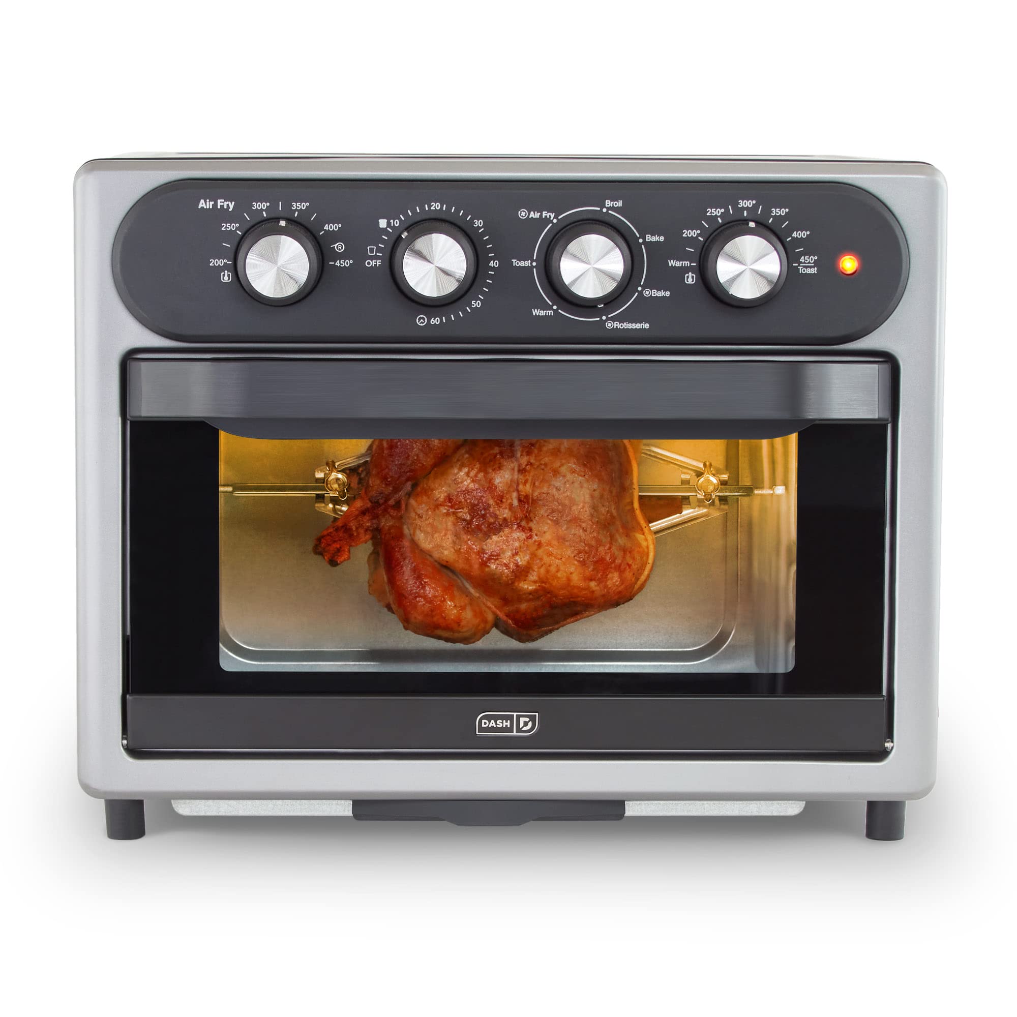 Dash Chef Series 7 in 1 Convection Toaster Oven Cooker, Rotisserie + Electric Air Fryer with Non-stick Fry Basket, Baking Pan & 