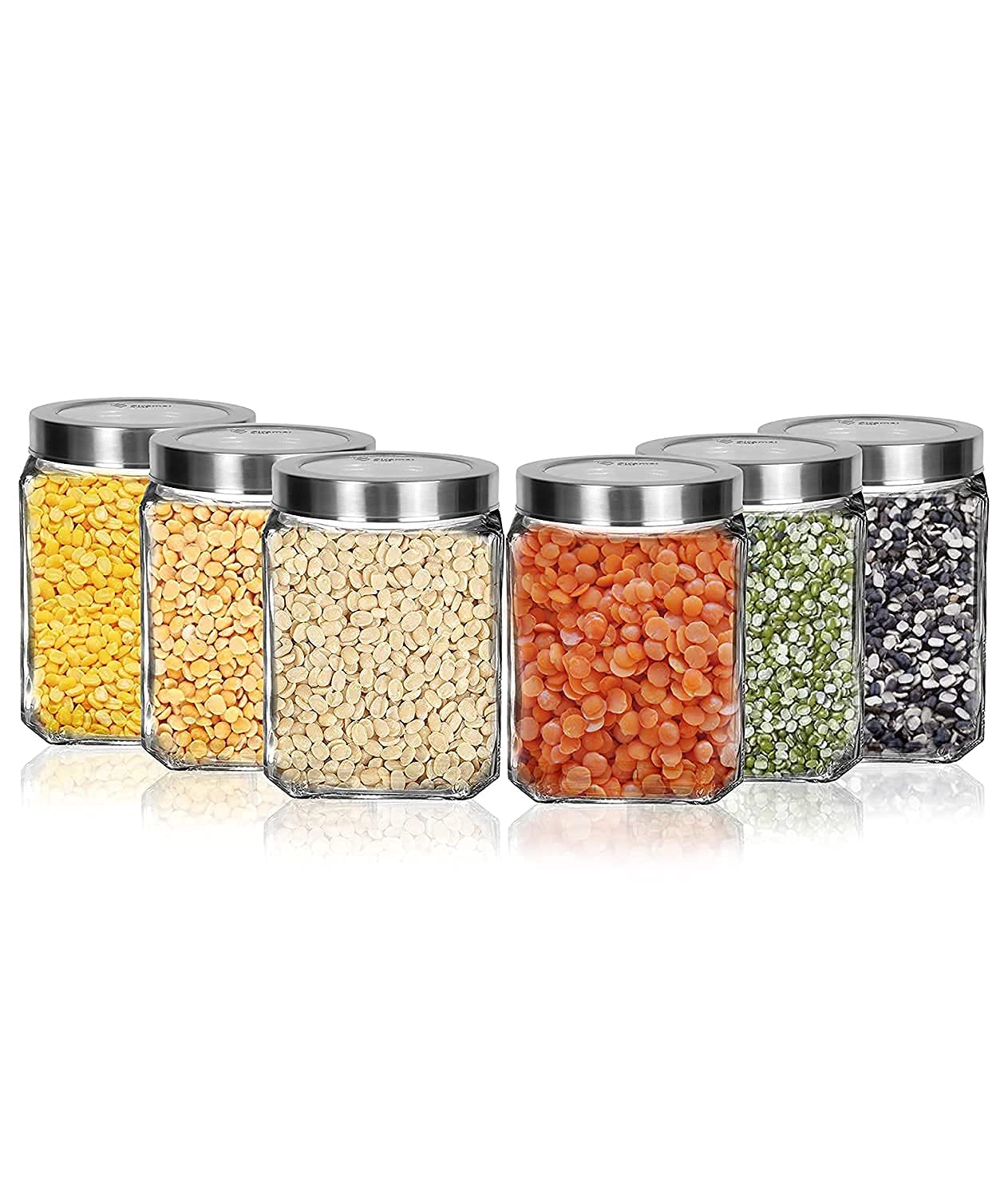 Brezzycloud Piraml Glass Cubical Square 600ml Transparent Glass Jars & Containers for Kitchen Pantry, Honey, Jams, Pickles, Cook