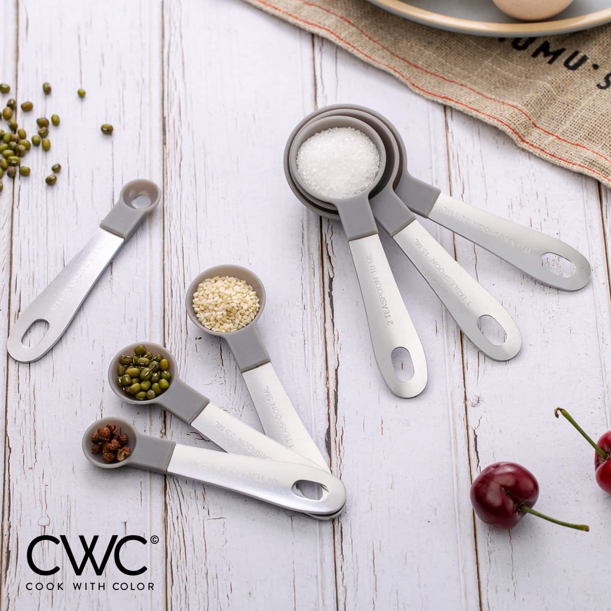 Cook With Color 12 Pc Measuring Cups Set And Measuring Spoon Set/Stainless Steel Handles/Nesting Kitchen Liquid Measuring Cup Se