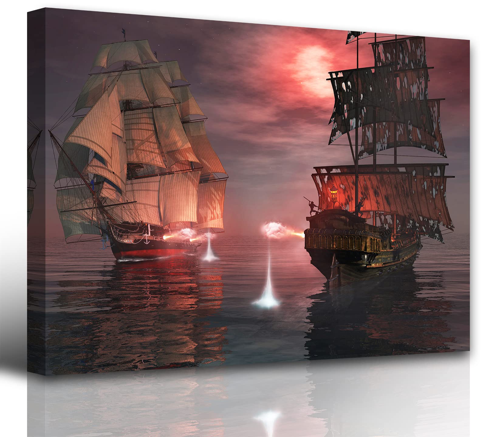Pirate Ship Decor Ghost Sailboat Picture Wall Art Gothic Style Viking Ship Poster Prints Nautical Sailboat Canvas Painting Pictu