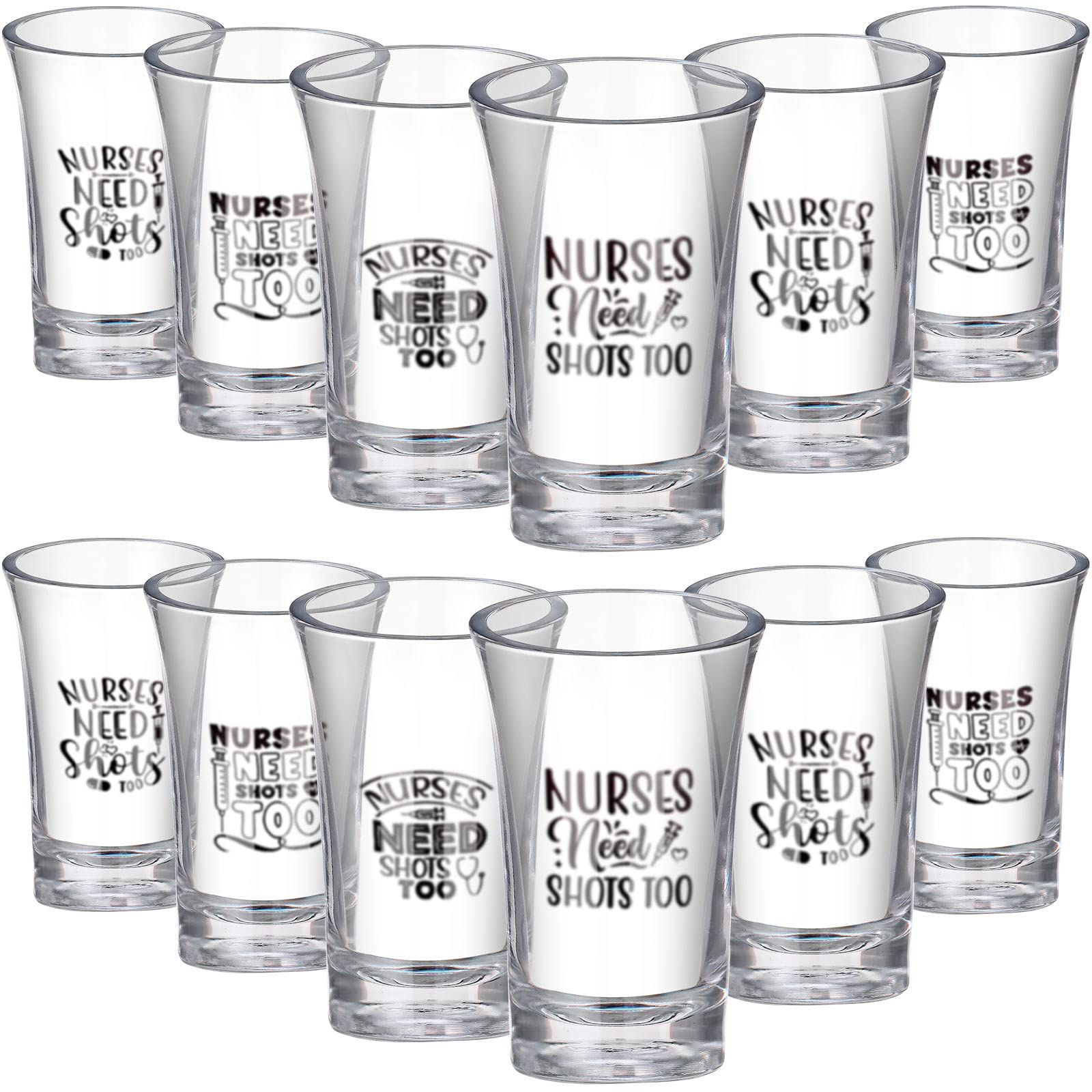 12 Pcs Nurse Need Shots Too Plastic Shot Glasses 1.2 Oz Funny Shot Acrylic Cups Gift Nurse Gifts Rn Gifts For Nurses Gifts For W