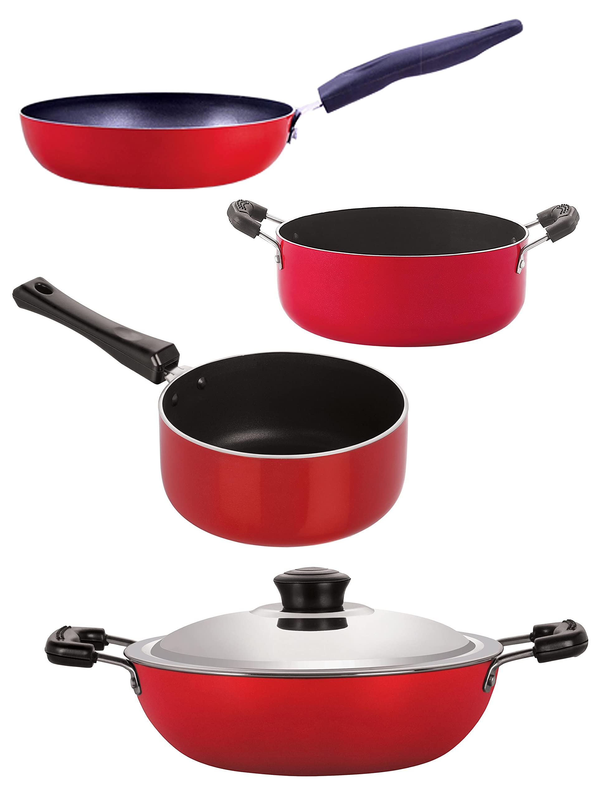 Nirlon Cookware Aluminium Non Stick Gift Cooking Set Of 4 Pieces (Dkd(B)_Sp(B)_Cvg_Cs24)