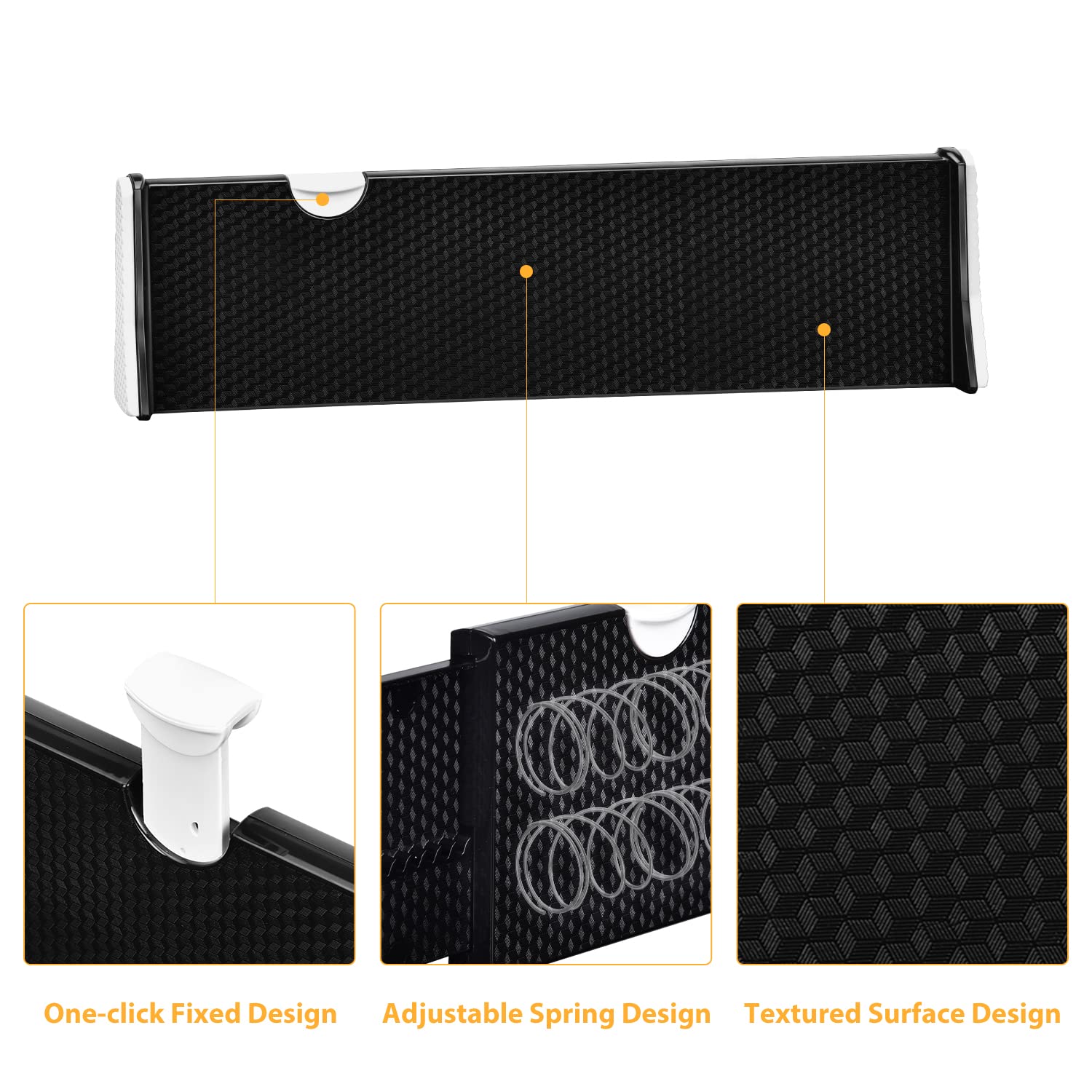 JONYJ Drawer Dividers Organizer 4 Pack, Adjustable Separators 4'' High Expandable from 14.9-21'' for Bedroom, Bathroom, Closet,C