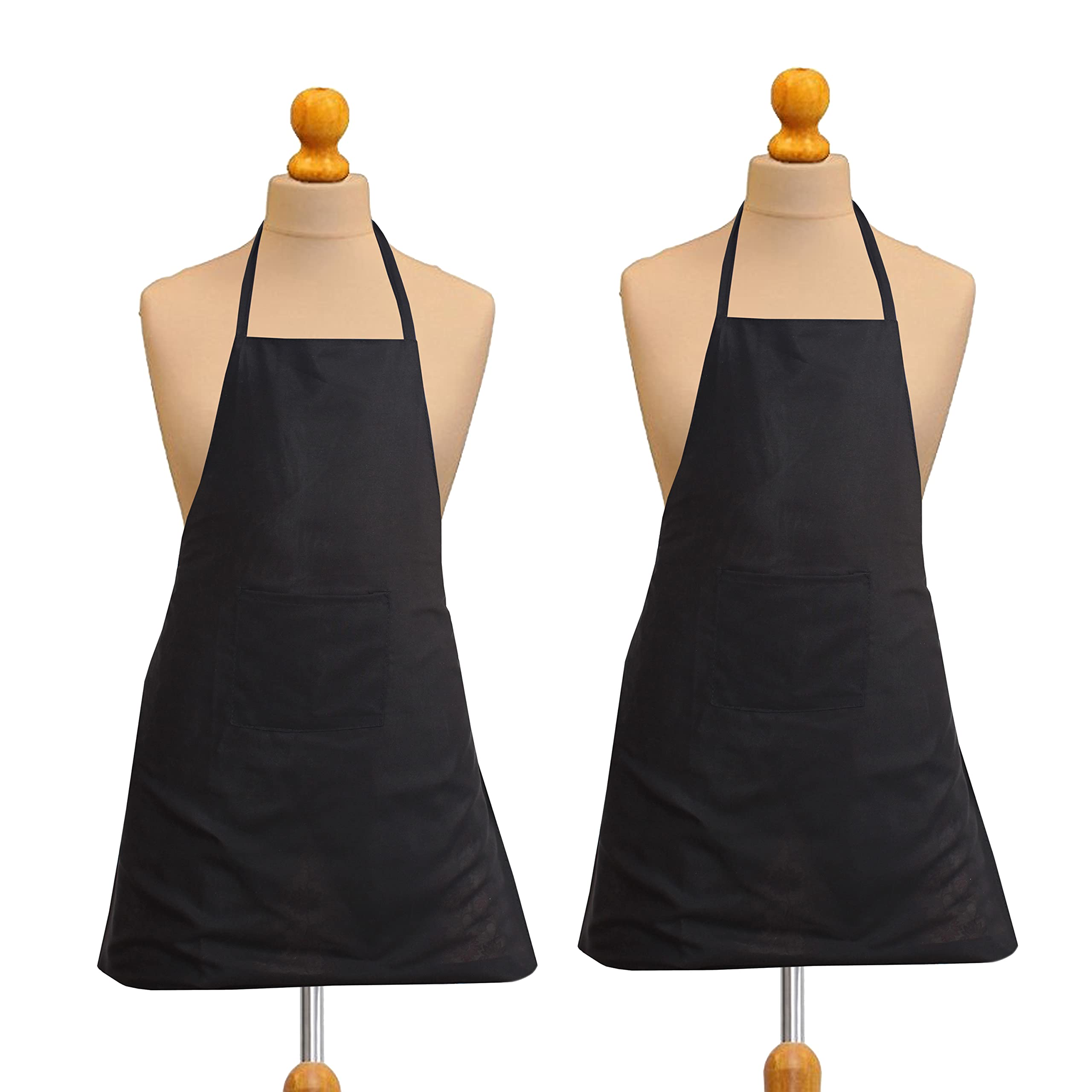 Yellow Weaves Waterproof Free Size Aprons Set Of 2 Pcs Black Color  22 X 30 Inches