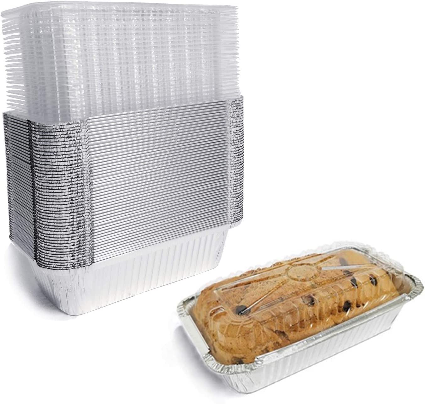 Sintop Aluminum Bread Pans Disposable, 8X4 Loaf Pans With Lids, 50 Pack, Dessert Boxes - Perfect For Baking, Storing, Takeout
