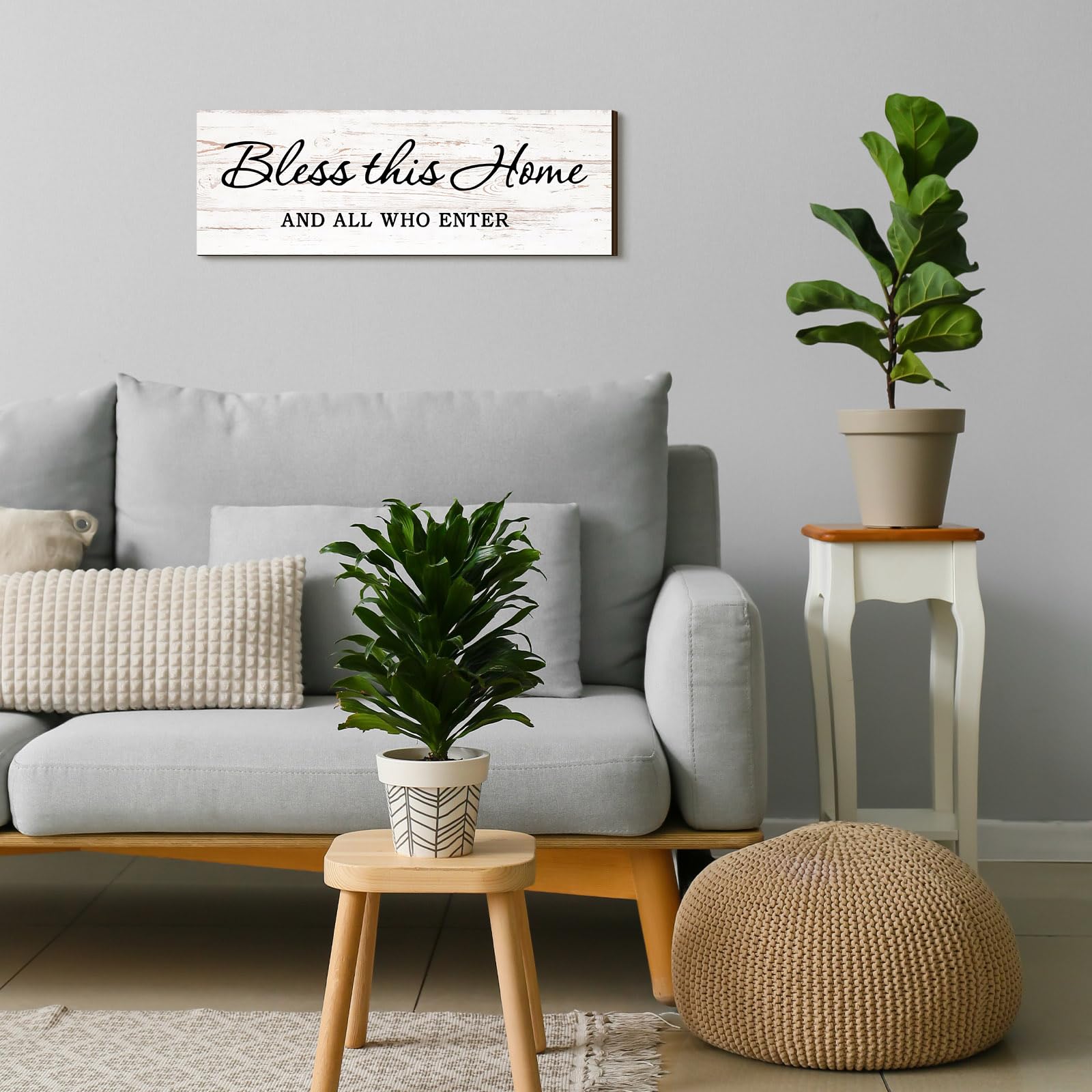 Jetec Farmhouse Bible Verse Scripture Wall Signs, Bless This Home and All Who Enter Wooden Plaque Decor for Church Home Christia