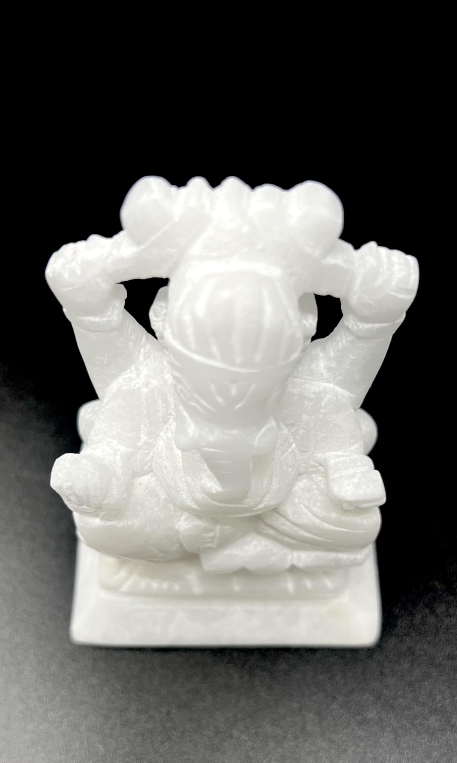 Mahant Ji Pure Siddha Marble Ganesha Idol Or Ganesh Ji Ki Murti Right Side Trunk With Gangajal And Chandan From Kashi (Weight 18