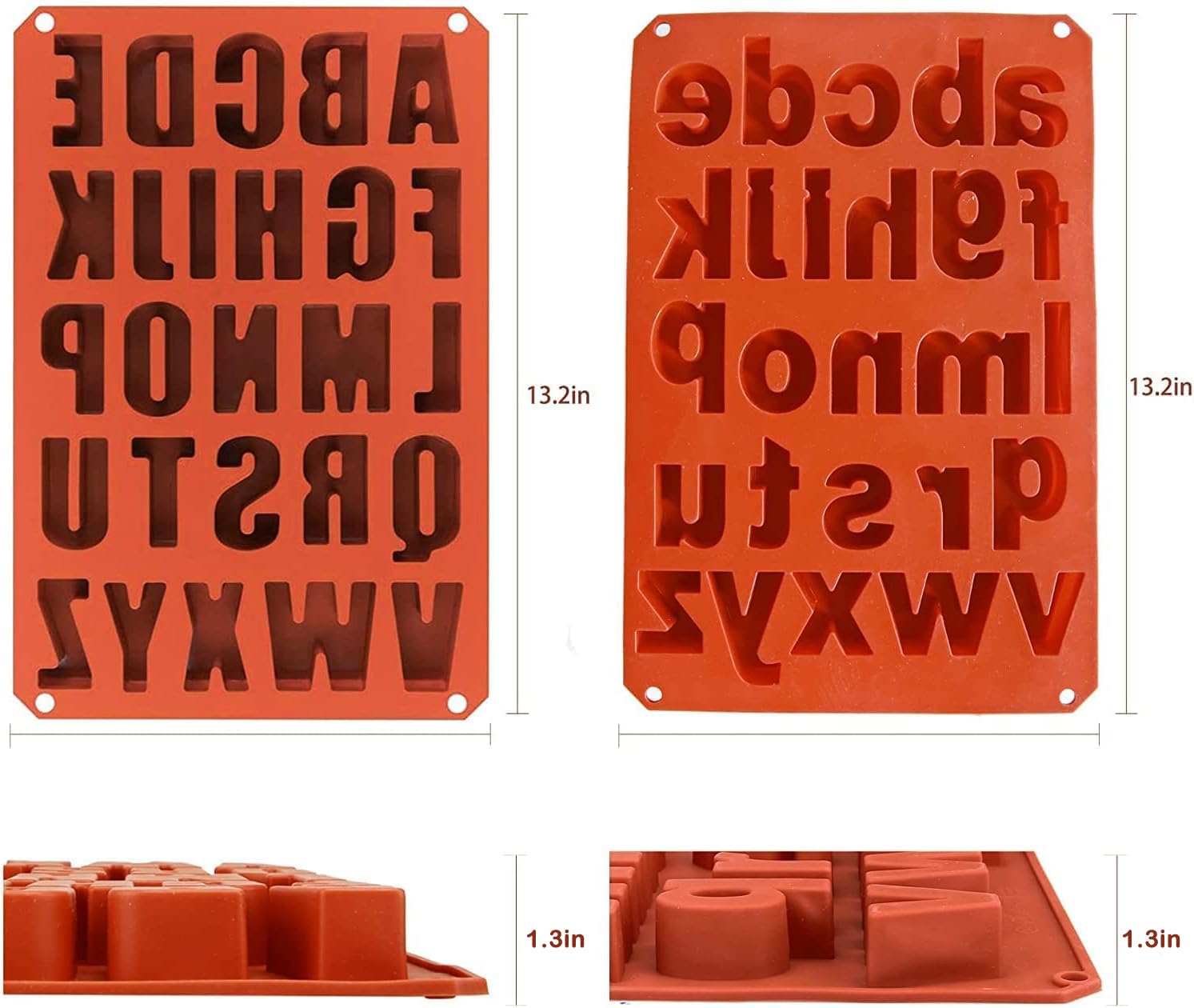 Wocuz 2 Pack Uppercase Letters Crayon Mold Lowercase Alphabet Chocolate Baking Mold Resin Mold Cake Pan Handmade Soap Mold Biscu