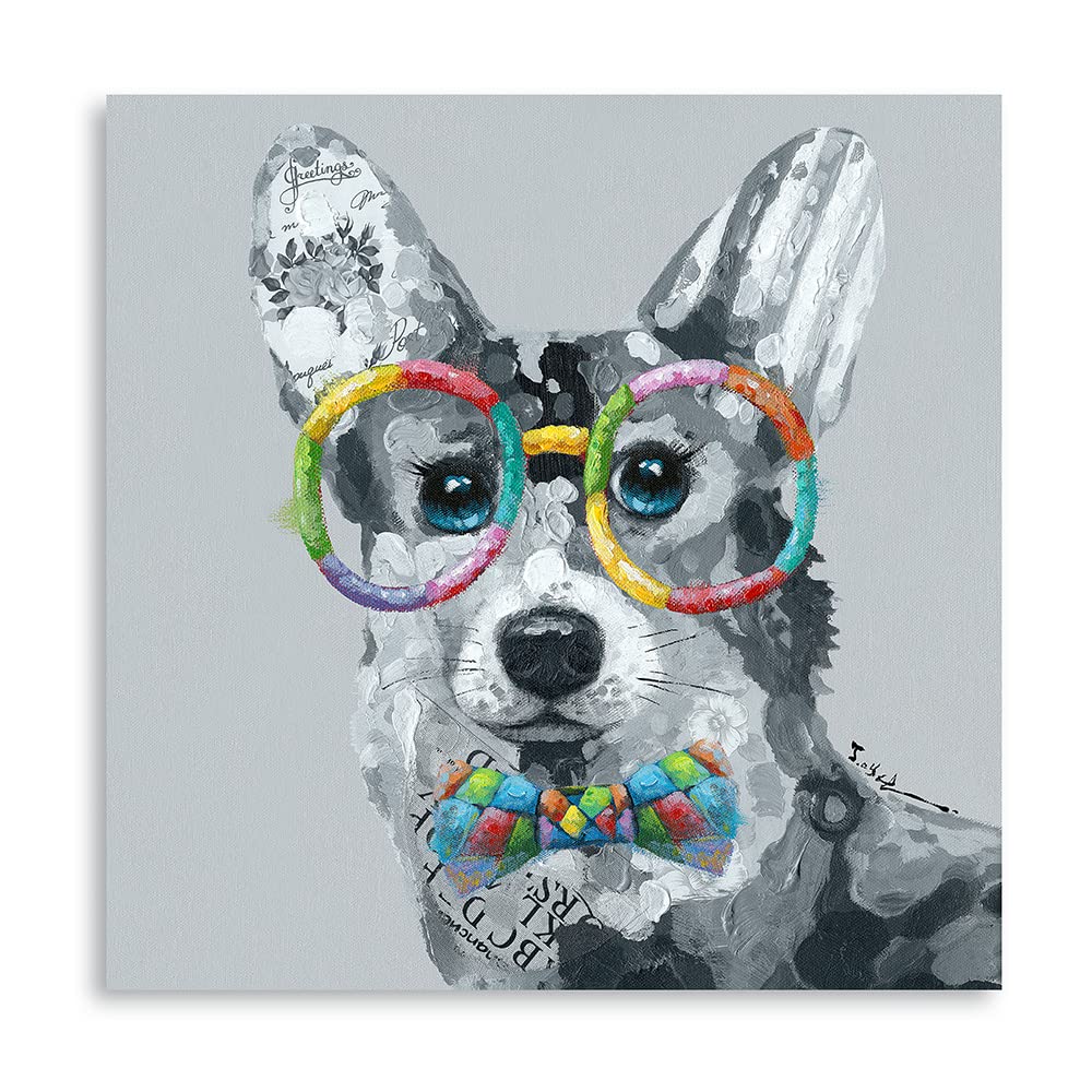 Yidepot Cute Corgi Dog Wall Art: Pet Puppy Posters For Bedroom 24''X24'' Funny Bathroom Wall Art Decor For Dog Lovers