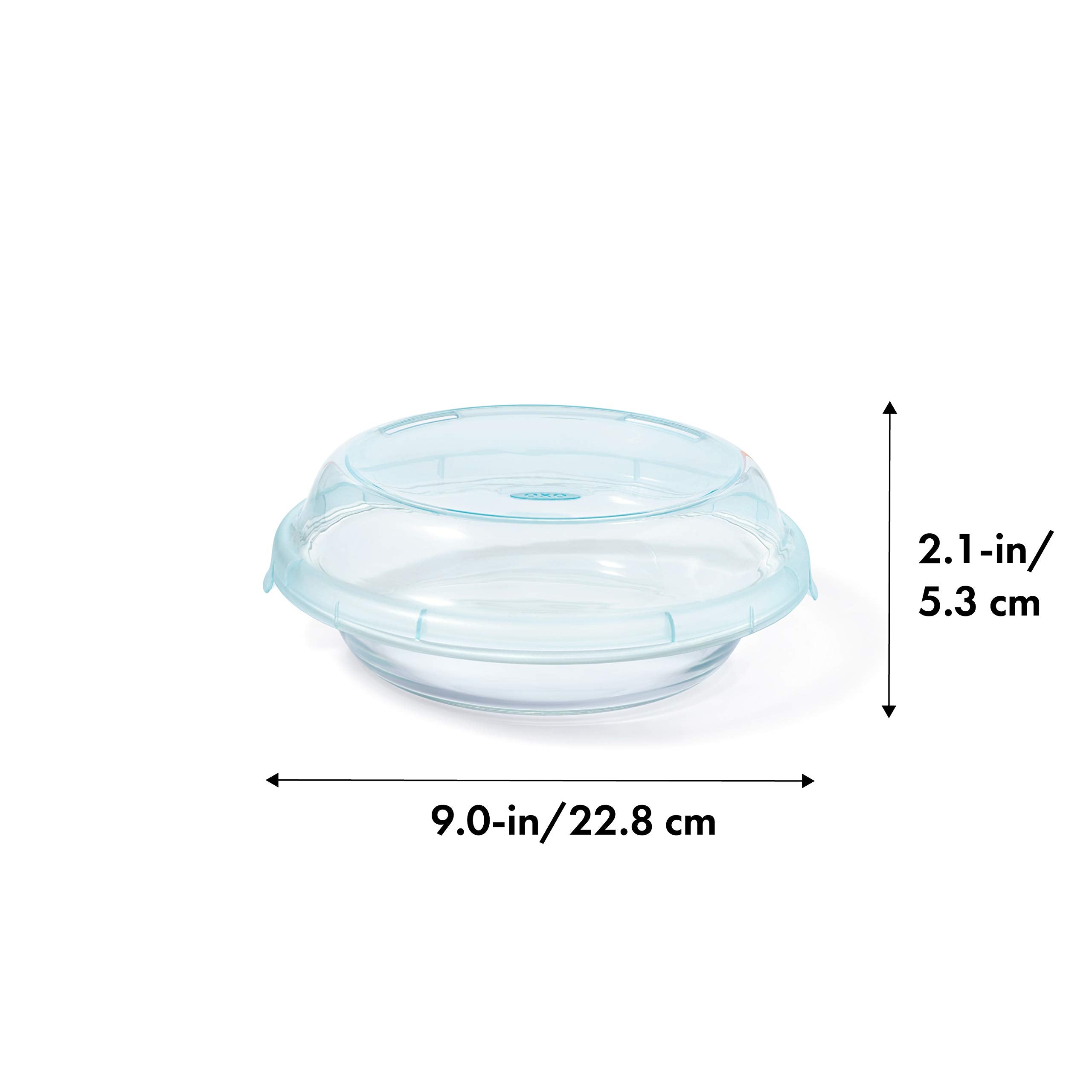 OXO Good Grips Glass Pie Plate with Lid, 1.4Q/1.3L, Durable Glass, Model 11249100, Perfect for Baking and Serving
