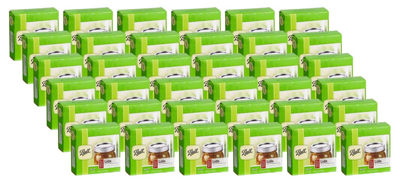 Ball Regular Mouth Lids For Glass Mason Jars, Used For Canning, Pickling, Juice, Jam, Jelly 12-Count, Pack Of 36 (432-Lids Total