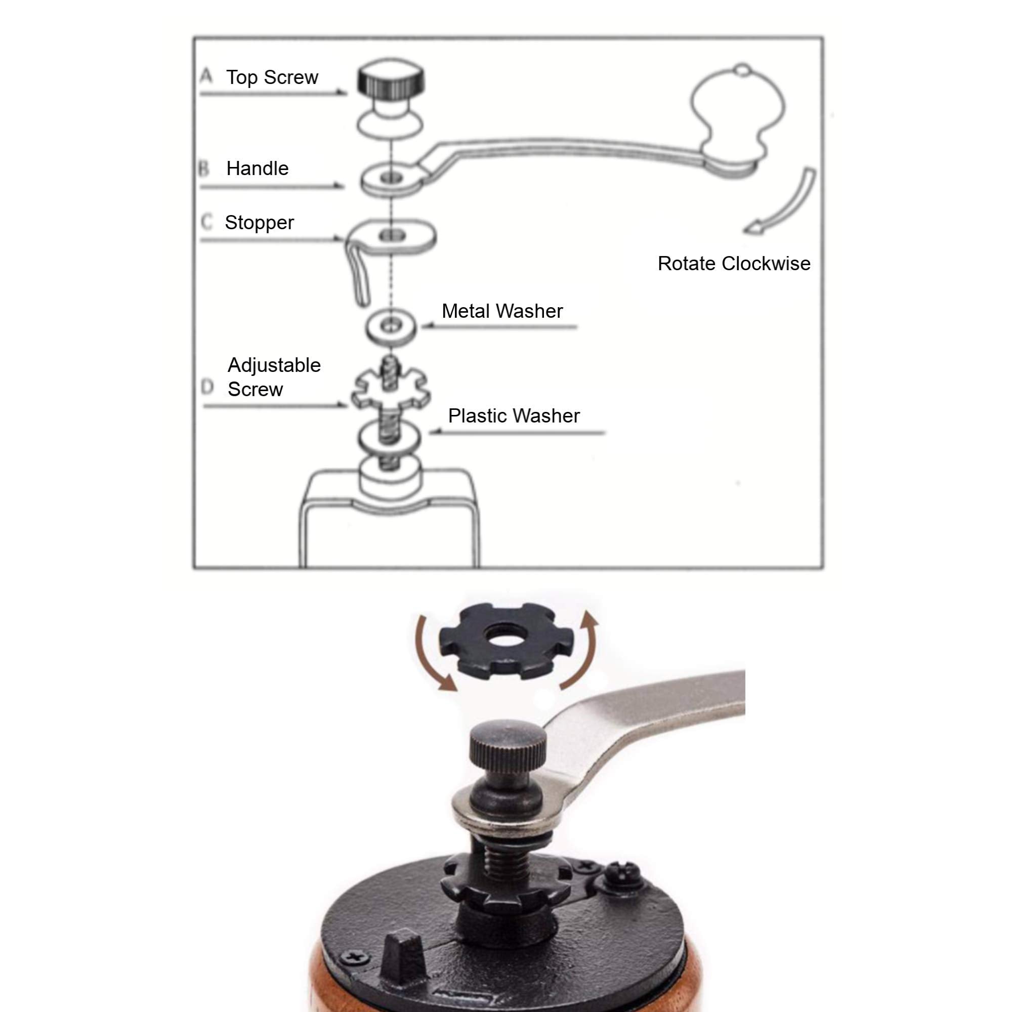 Fumao Akirakoki Manual Coffee Grinder - Wooden Mill with Cast Iron Burr, Portable Adjustable, Large Capacity, Brown