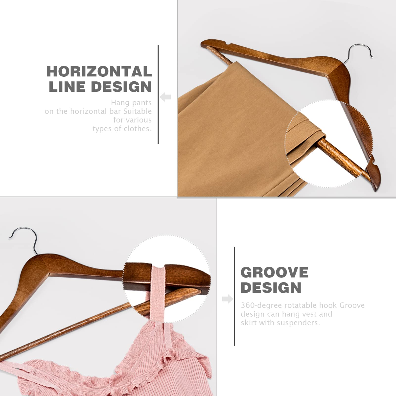 House Day Wooden Hangers 50 Pack, Heavy Duty Walnut Coat Hangers For Closet, Smooth Finish Wooden Coat Hangers Suit Hangers With