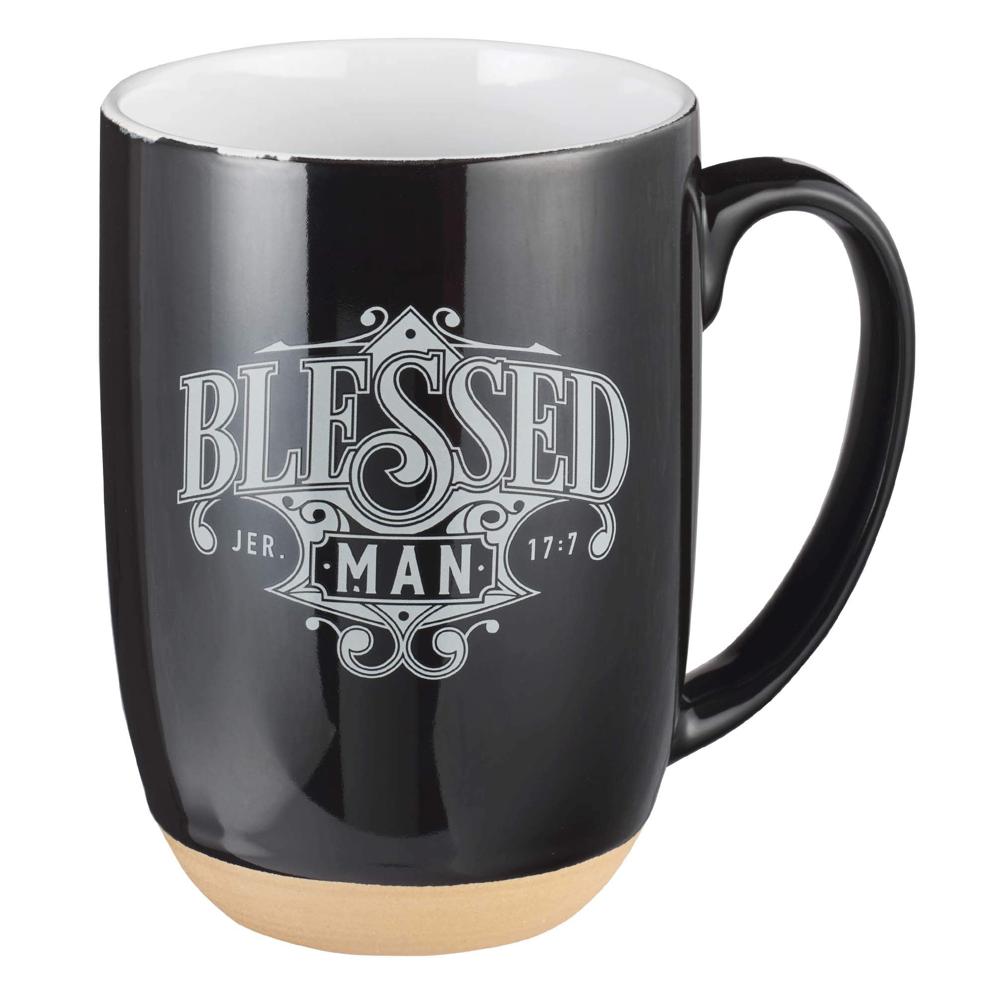 Christian Art Gifts Coffee Mug: Blessed Man - Jeremiah 17:7 Inspirational Scripture, 15Oz, Black