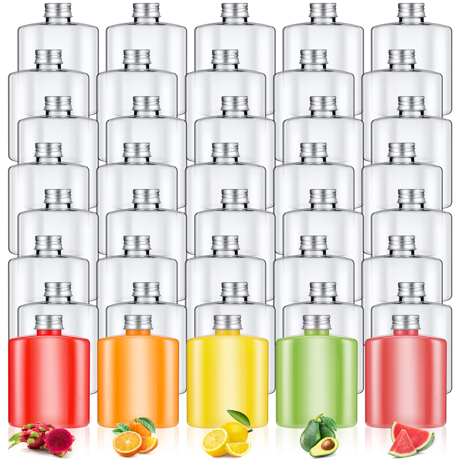Norme 30 Pcs Plastic Bottles Bulk with Caps 8.5 oz Small Reusable Disposable Juice Bottles Empty Clear Beverages Drink Container