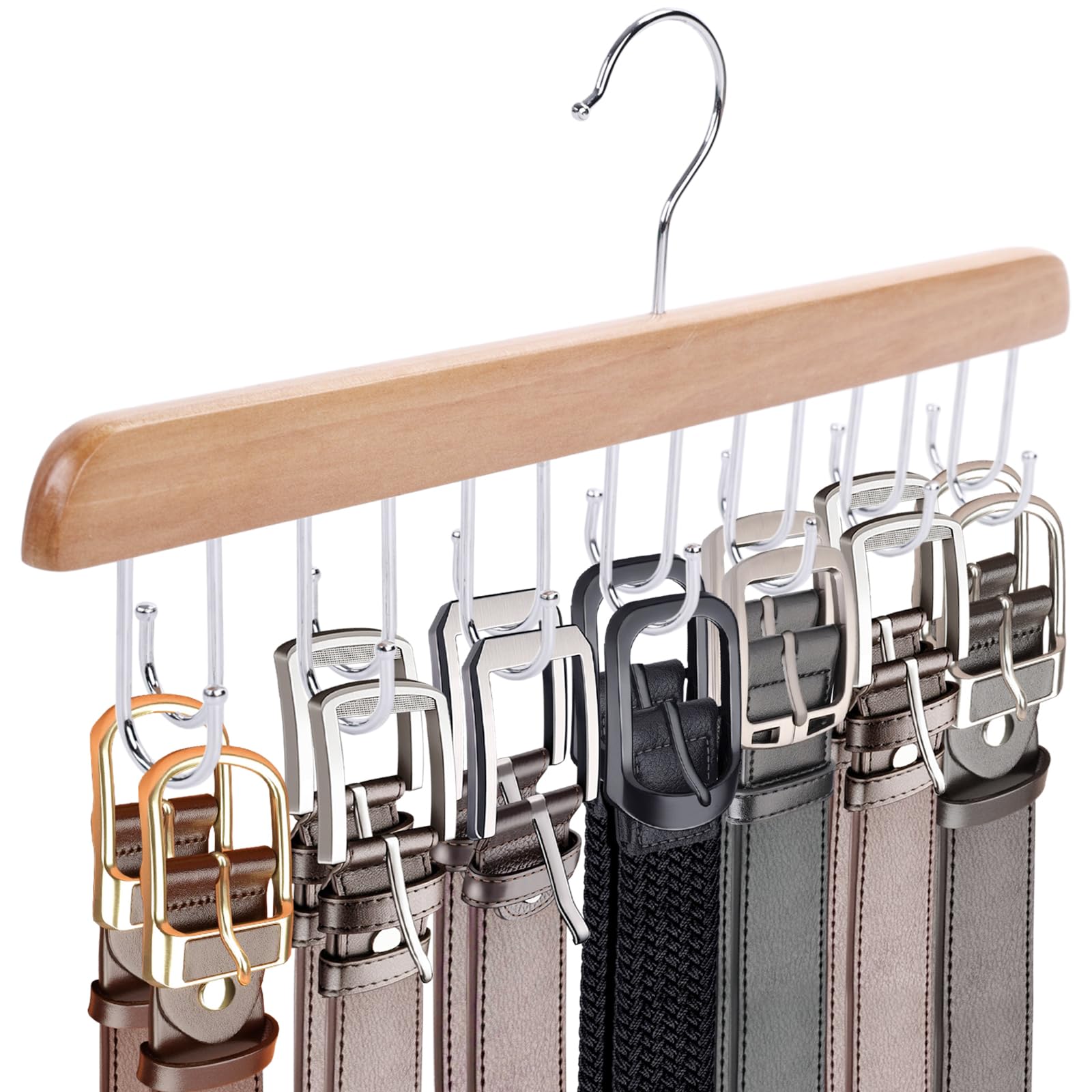 Johouse Belt Hanger For Closet, Belt Rack Belt Organizer 14 Hooks Belt Holder For Storage Max 42 Belts 360Rotating For Bra Tie T