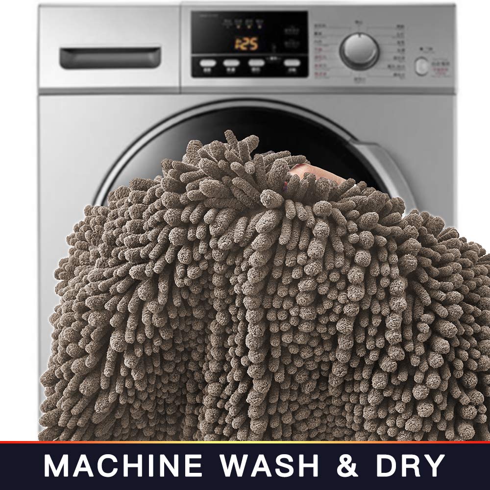 Walensee Bathroom Rug Non Slip Bath Mat (44X24 Inch Taupe) Water Absorbent Super Soft Shaggy Chenille Machine Washable Dry Extra