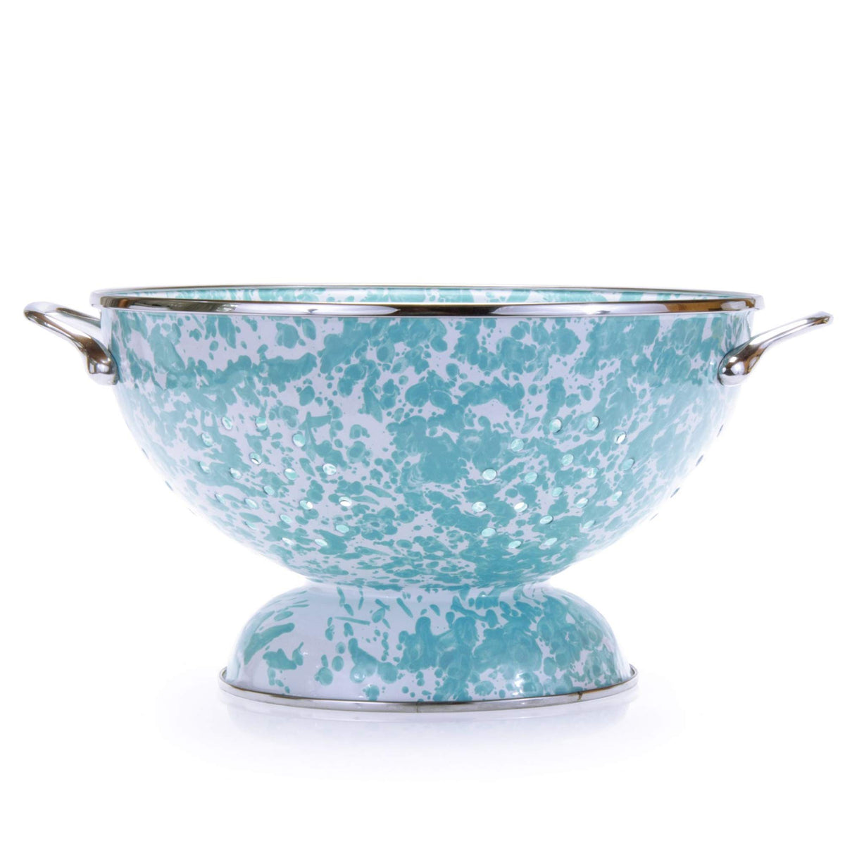Golden Rabbit Enamelware - 5Qt Larger Colander (Sea Glass Swirl)