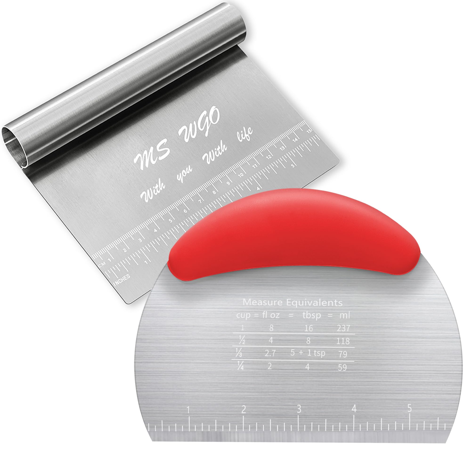 Dough Scraper Cutter Pastry Pizza Cutter Stainless Steel Tool With Scale Ruler, Kitchen Tool For Baking Cookie Dough Vegetable B