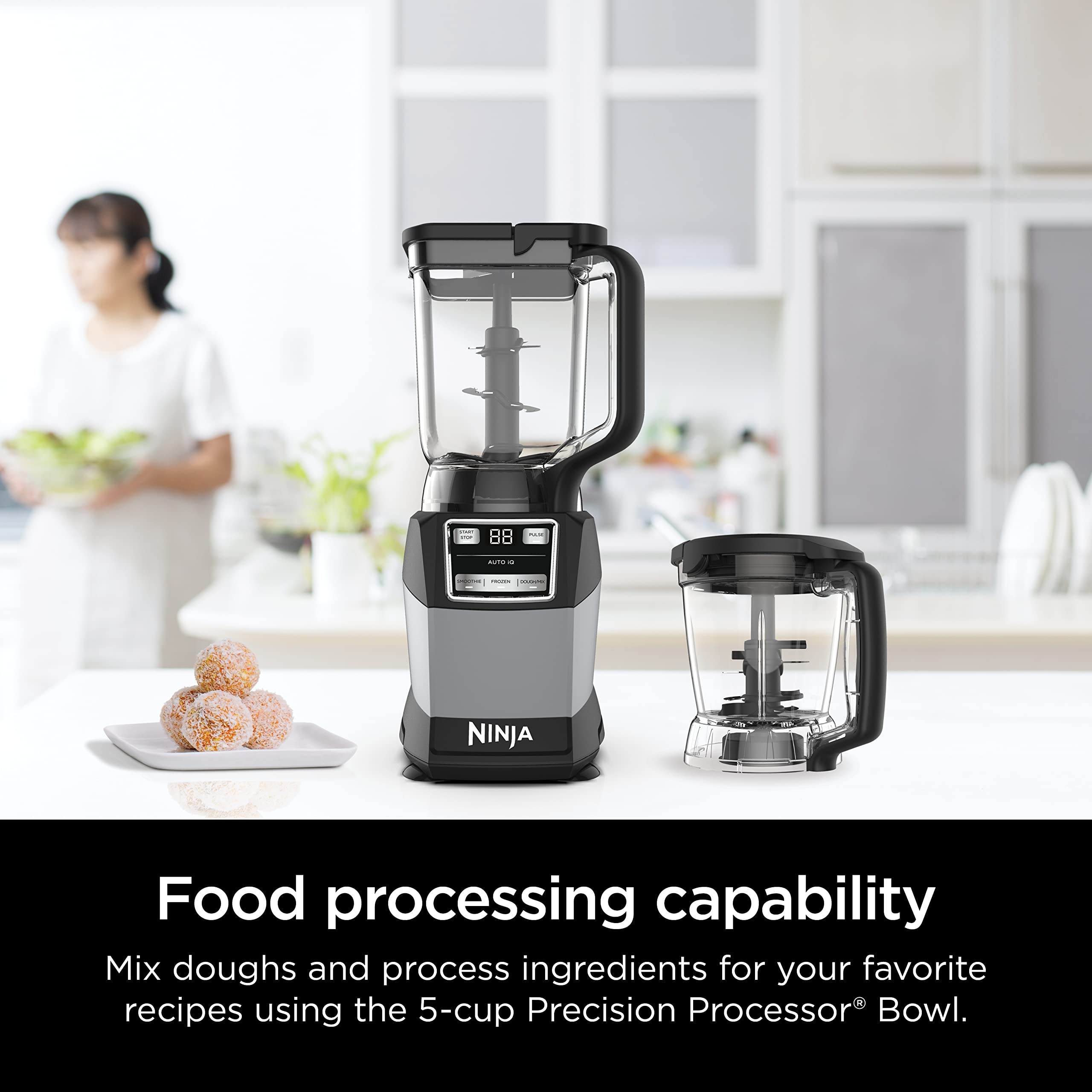 Ninja Blender Kitchen System, 1200W, 72 oz. Pitcher, 40 oz. Processor Bowl, Grey, Model AMZ493BRN