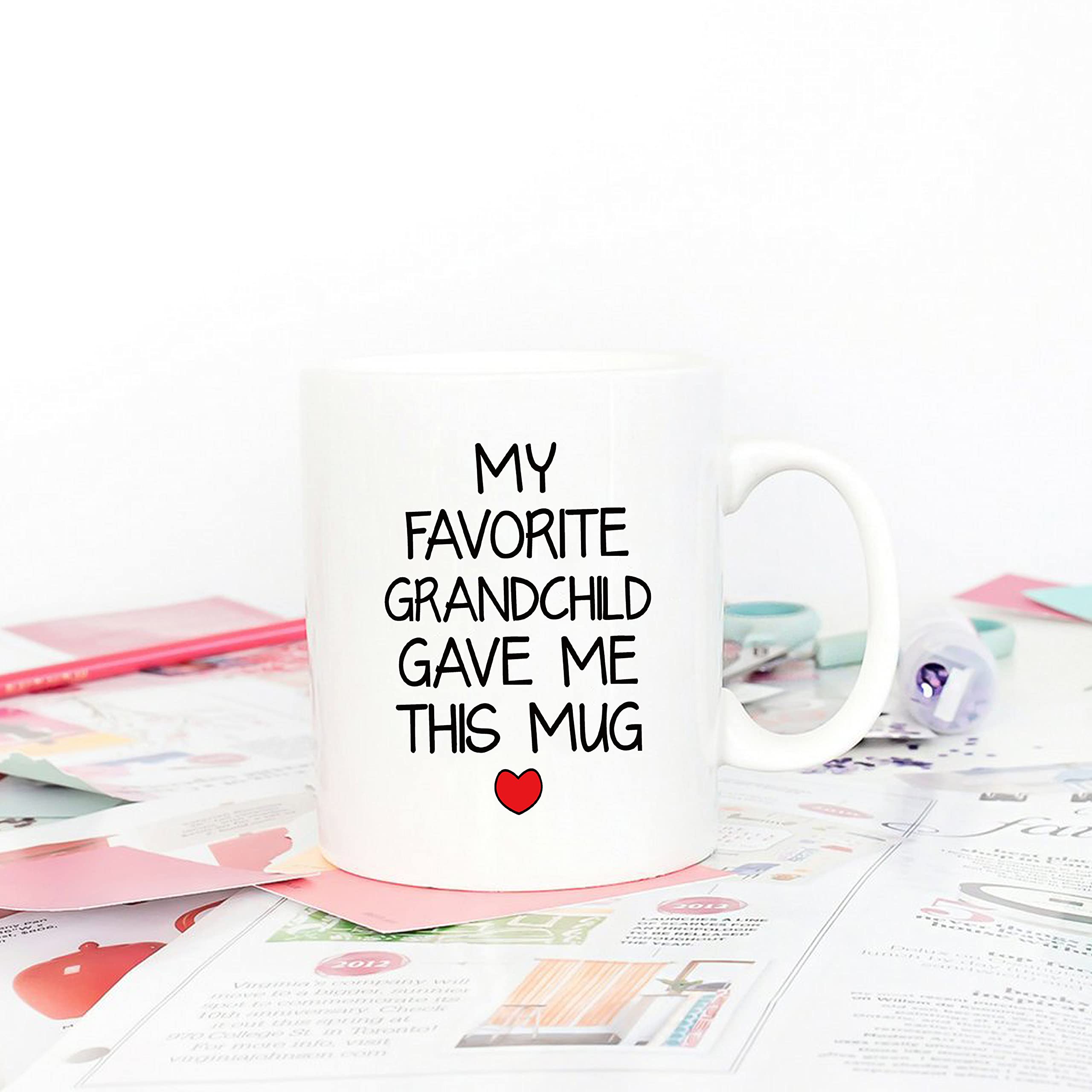 5Aup My Favorite Grandchild Gave Me This Mug Christmas Gifts  Grandpa Grandma Cup from Grandkids  Granddaughter  Grandson - Gift for Grandparents  Men  Women 11 Oz