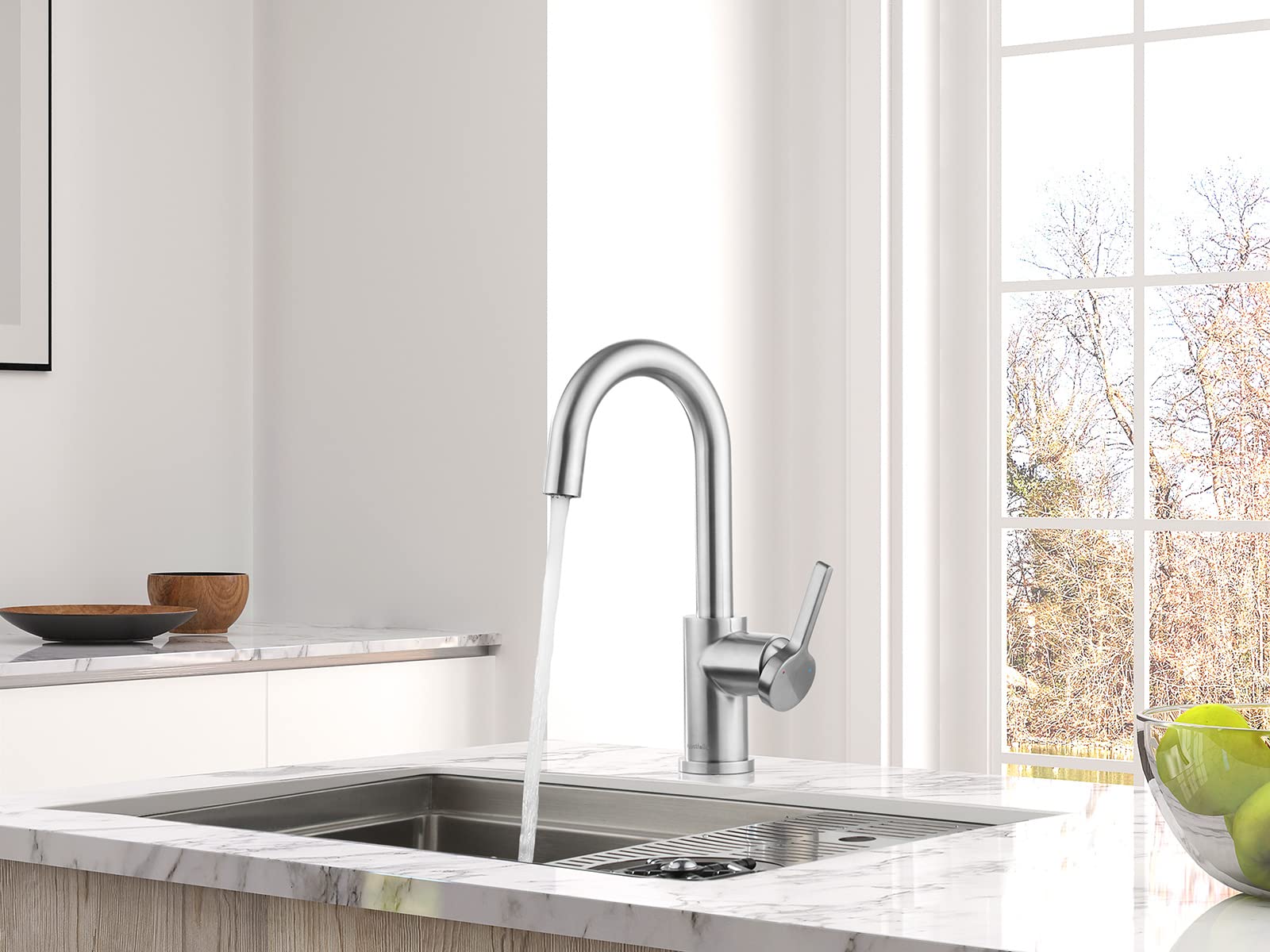 AguaStella AS1010SS Stainless Steel Bar Faucet or Prep Kitchen Sink Faucet with Single Handle