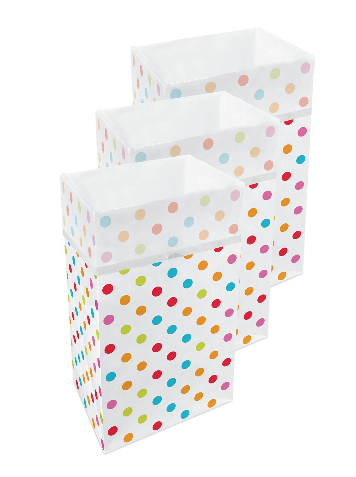 Clean Cubes 30 Gallon Disposable Trash Cans (3-Pack). Reusable Garbage And Recycling Bins For Parties, Events, And More (Polka D