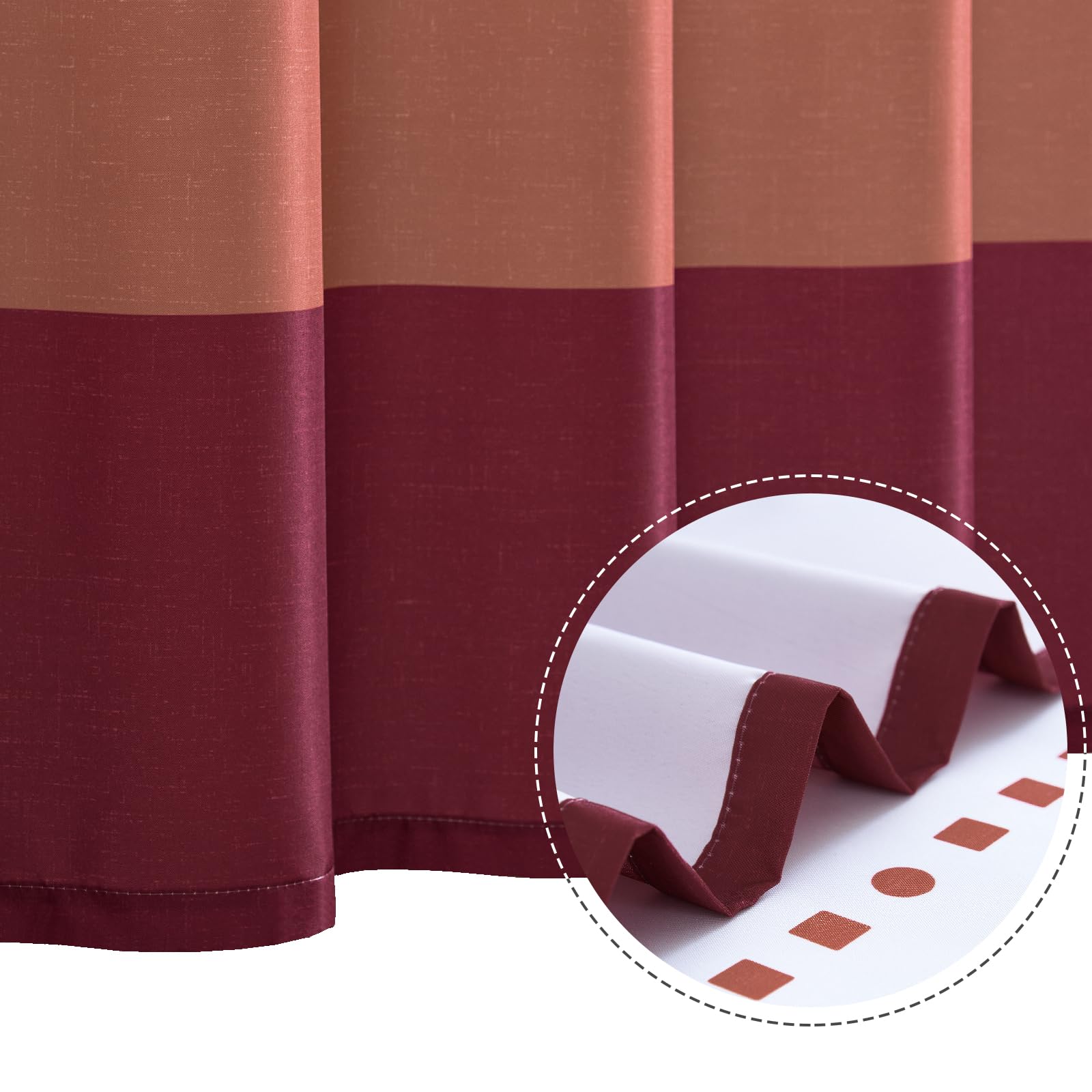 Jinchan Burnt Orange And White Boho Ombre Shower Curtain Striped Fabric Color Block Shower Curtains For Bathroom Modern Luxury W