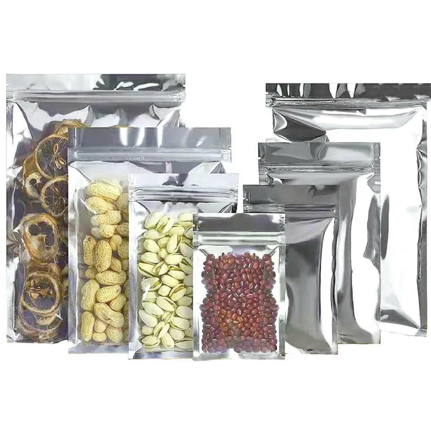 6 X 9 Inch Zip Lock Pouch FoodGrade Transparent Front Gloss Silver Back Stand Up Pouches With Zipper Reusable Resealable Tear N