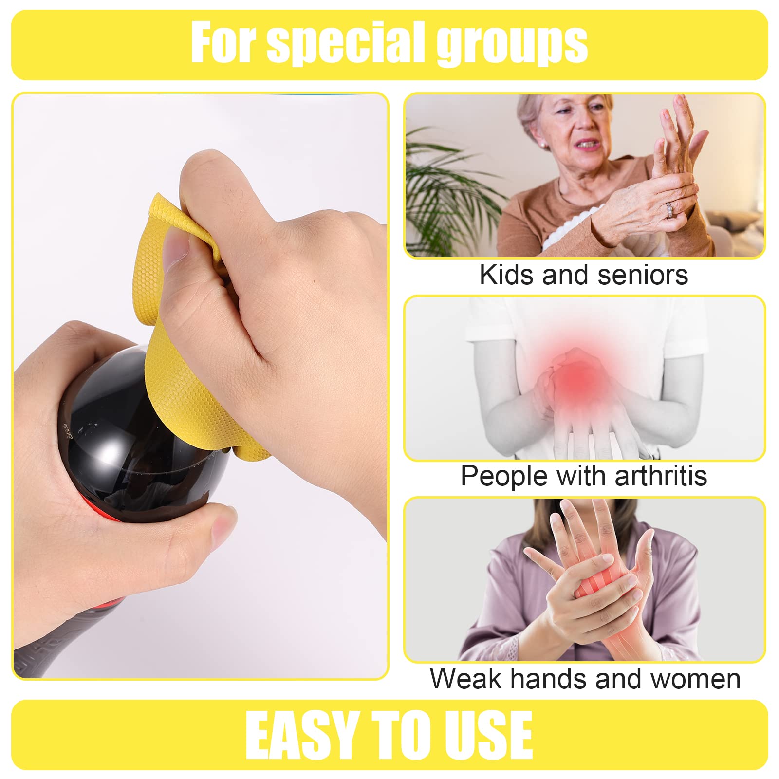 8Pcs Jar Opener Grippers, Round And Square Rubber Bottle Opening Pad Multifunctional Non Skid Jar Opener Silicone Heat Resistant