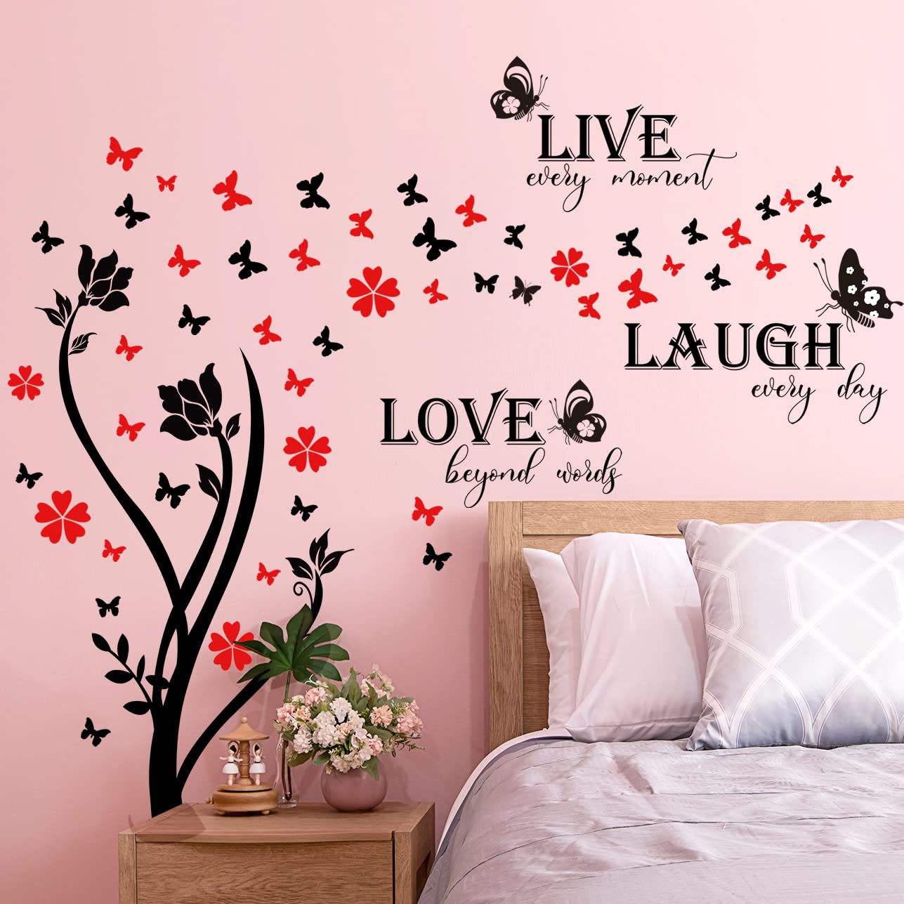 Buiory Laugh Live Love Wall Decals Inspirational Wall Quotes Stickers Vinyl Motivational Affirmation Classroom Wall Art For Bedr