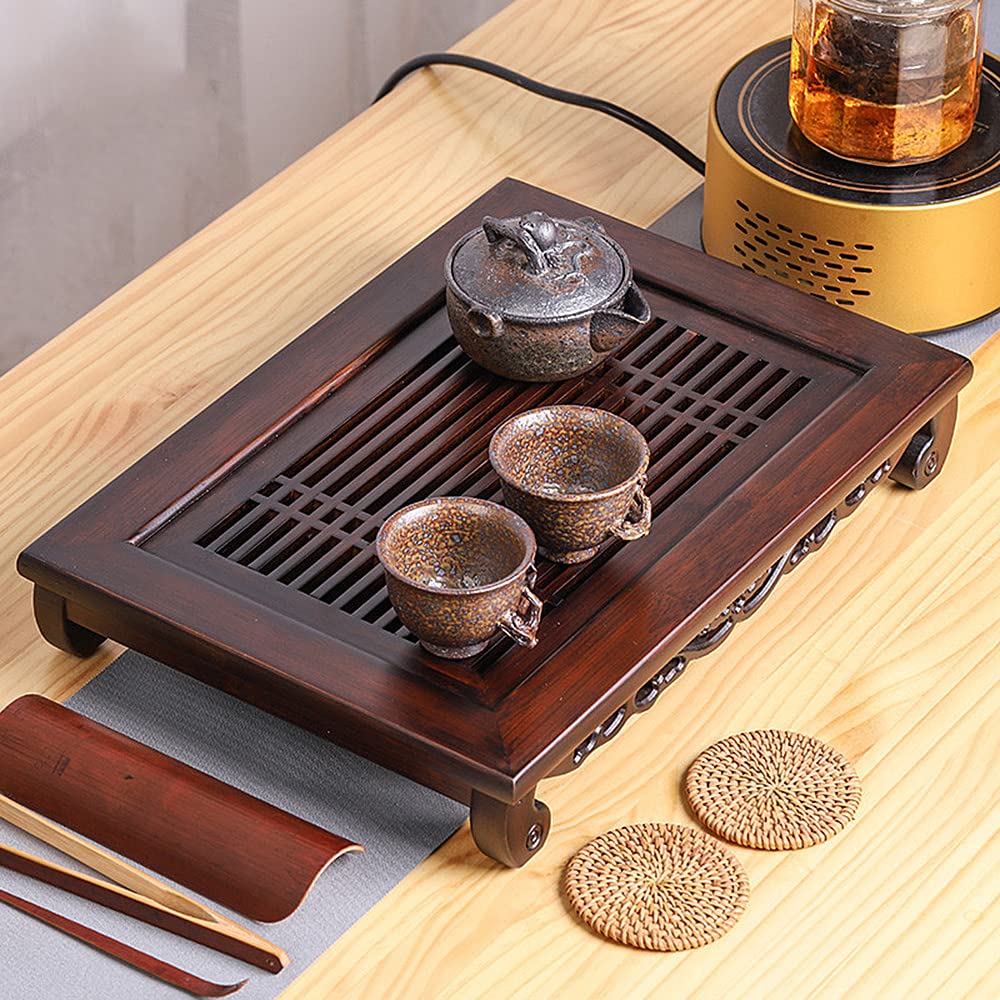 Gongfu Tea Set Tea Tray Natural Bamboo Rectangle Chinese Tasteful Tea Table Tray Wood Water Storage Saucer Plate
