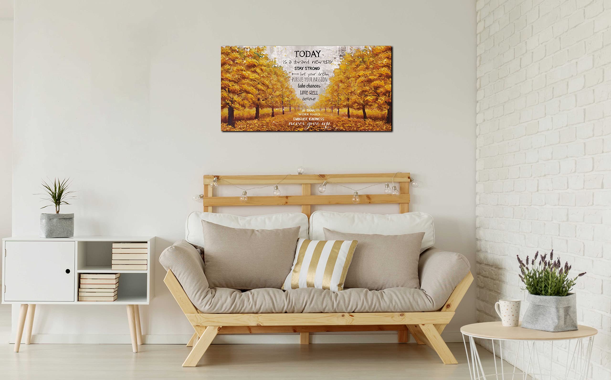 Motivational Canvas Wall-Art - Yellow Wall Decor - Inspirational Posters For Office Ready To Hang Size 20 '' x 40 ''