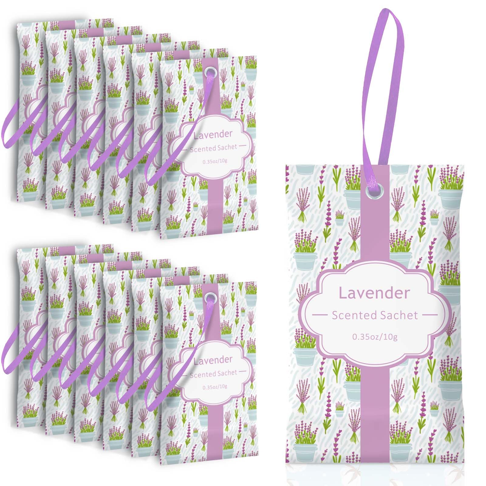 SCENTORINI Lavender Sachets for Drawers and Closets, Long-Lasting Sachets Bags, Pack of 14, Home Fragrance Sachet for Wardrobe, 
