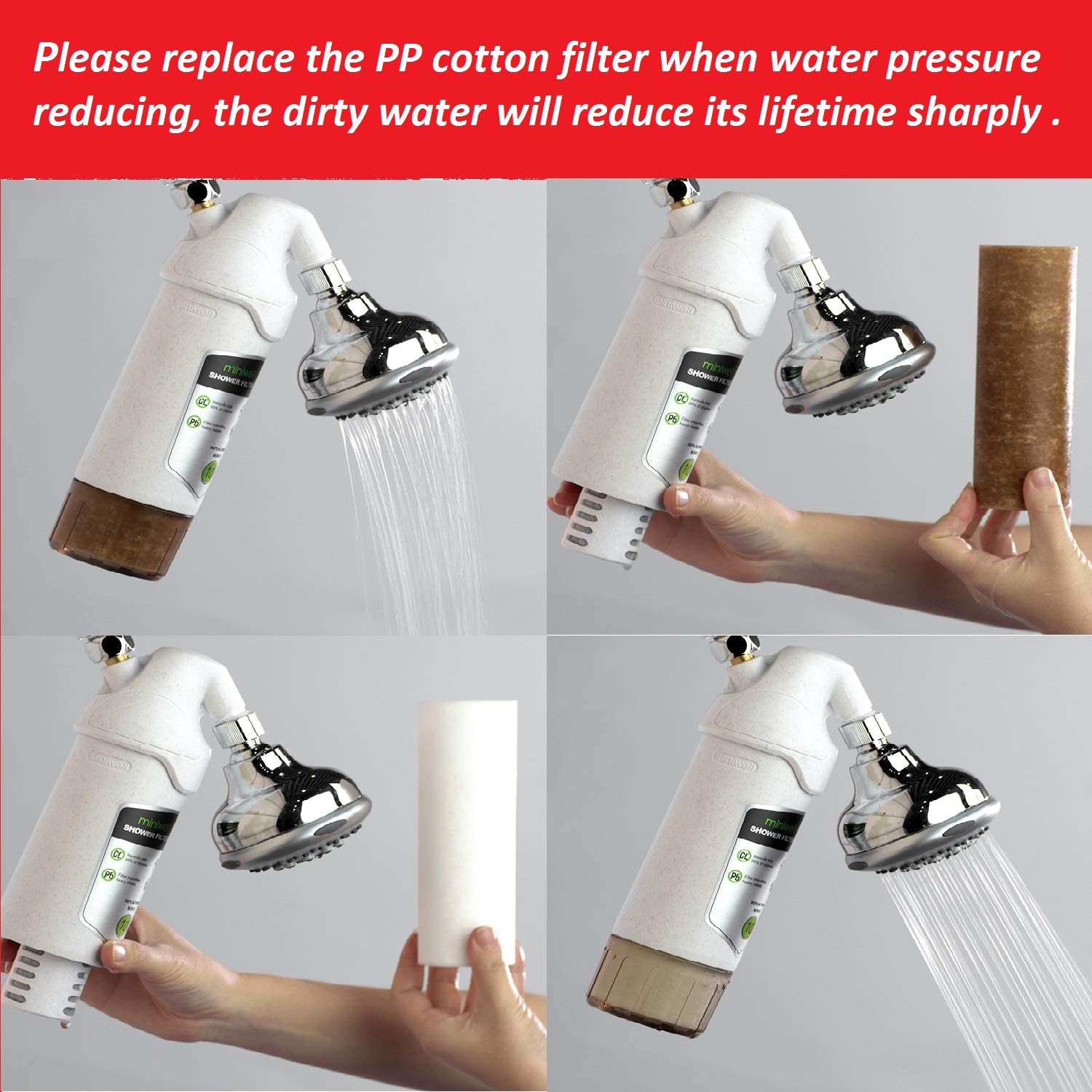Replacements For Miniwell Shower Filter 720-Plus, Shower Head Filter With Double Filters, Remove 99% Chlorine (Z Replacement - P