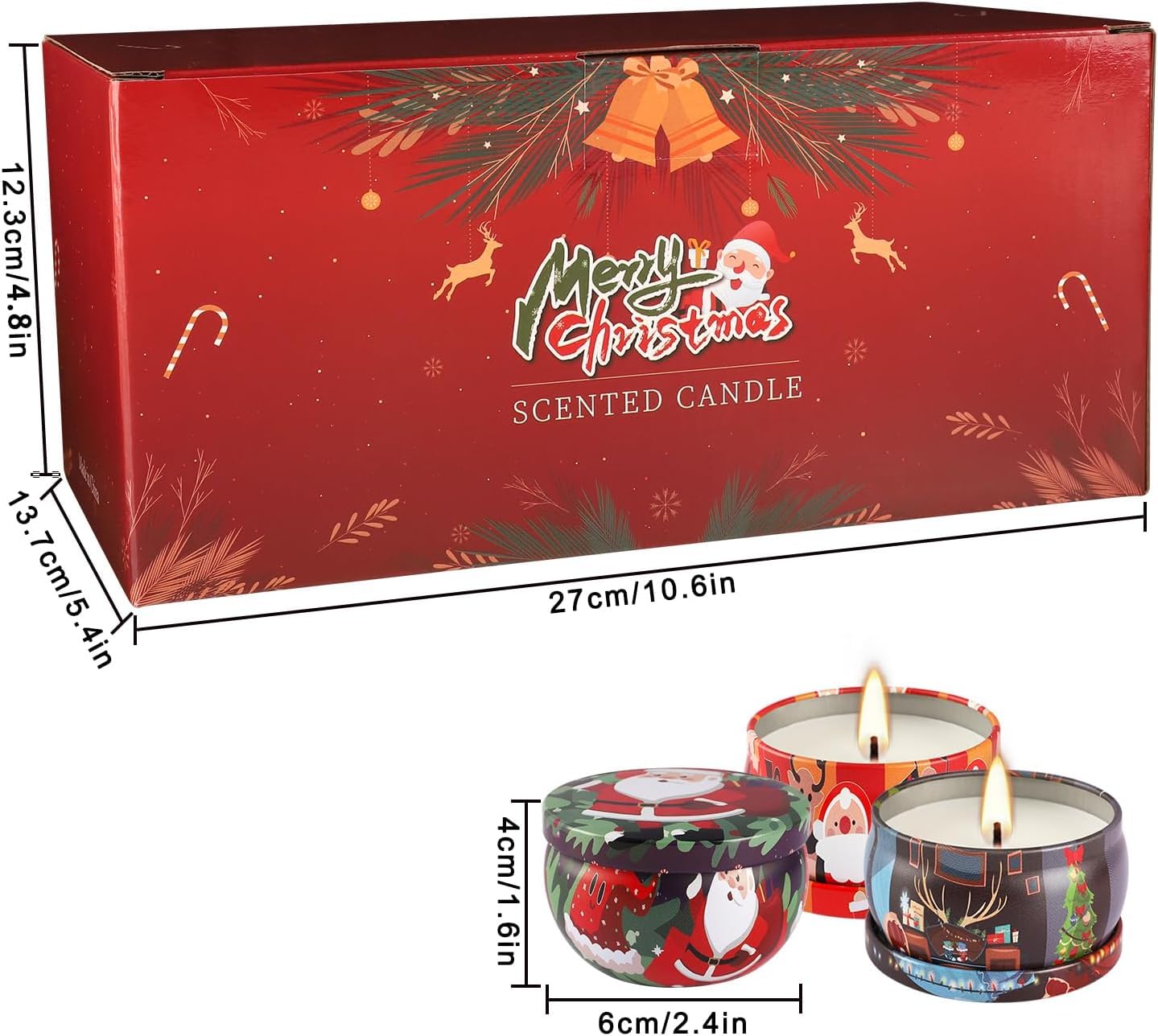 Howemon 24 Pack Christmas Scented Candles Set for Home, Relaxing Stress Relief, Aromatherapy - Natural Soy Wax and Fragrance - G