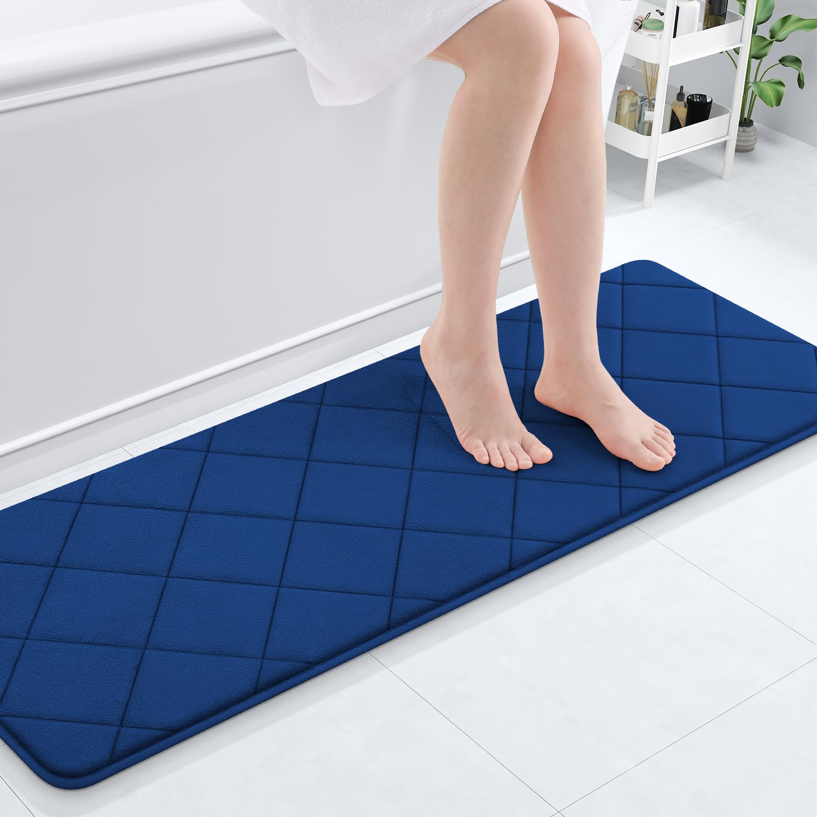 Olanly Memory Foam Bath Mat 47X17, Ultra Soft And Absorbent Bathroom Mat, Machine Washable Bathroom Rugs, Comfortable, Thick Bat