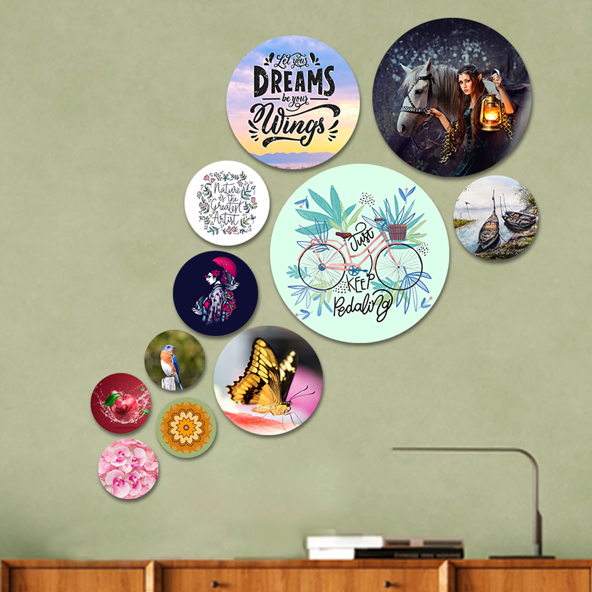 Artvibes Nature Is The Greatest Artist Round Shape Mdf Wooden Wall Decor Items | Art For Wall | Wall Sculpture | Signs & Plaques